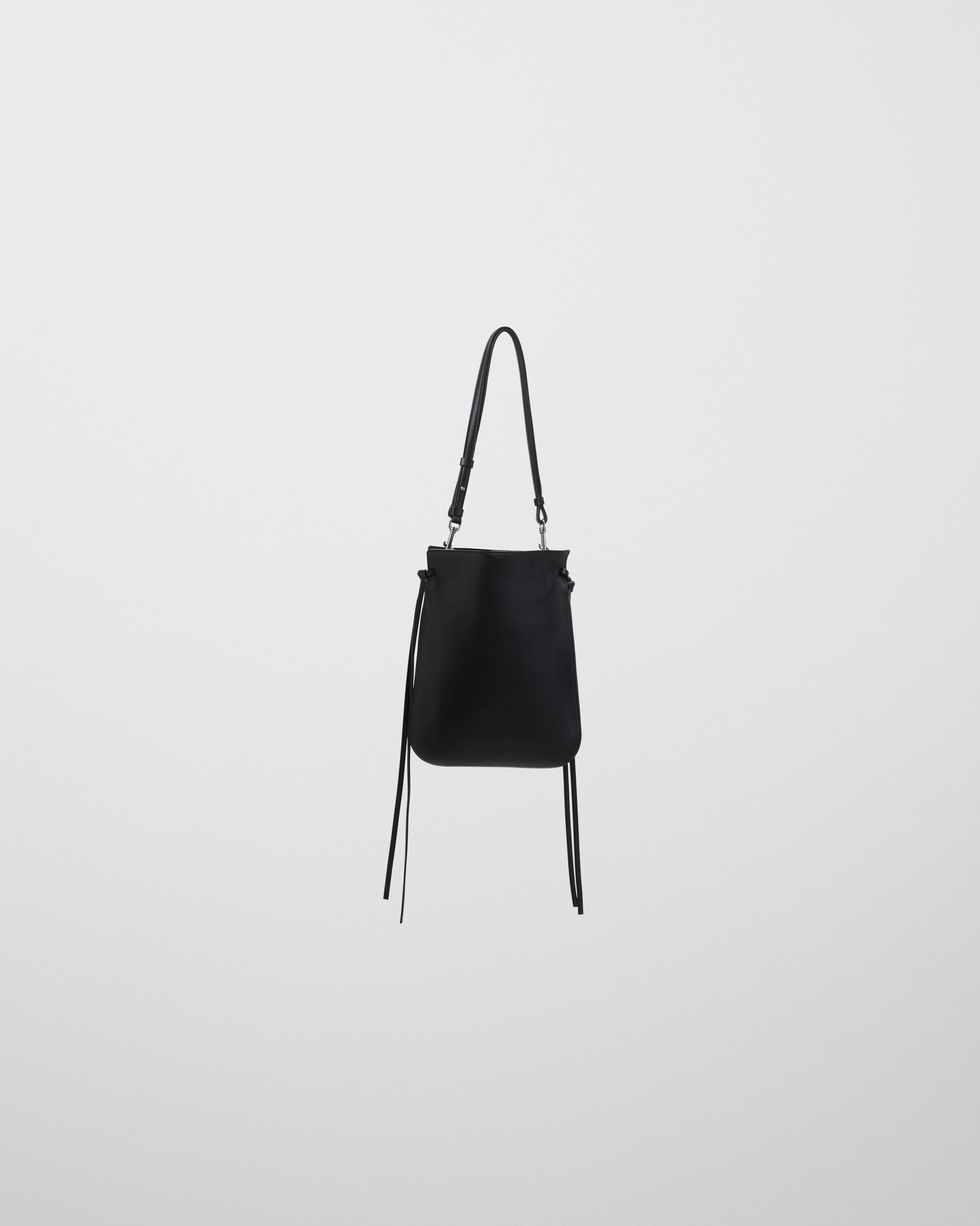 PHOEBE PHILO | GIG POUCH | BLACK LEATHER WITH SILVER