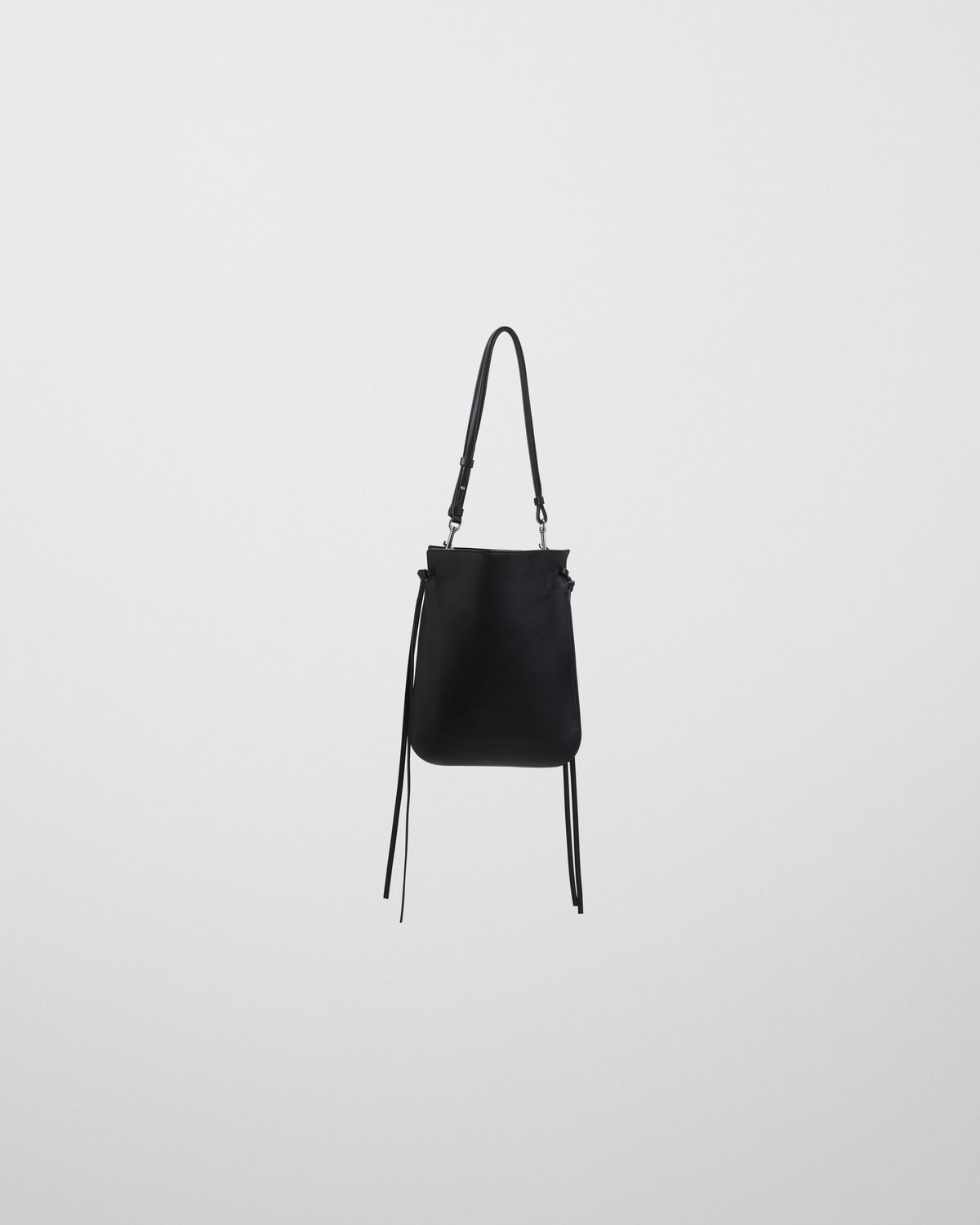 PHOEBE PHILO | GIG POUCH | BLACK LEATHER WITH SILVER