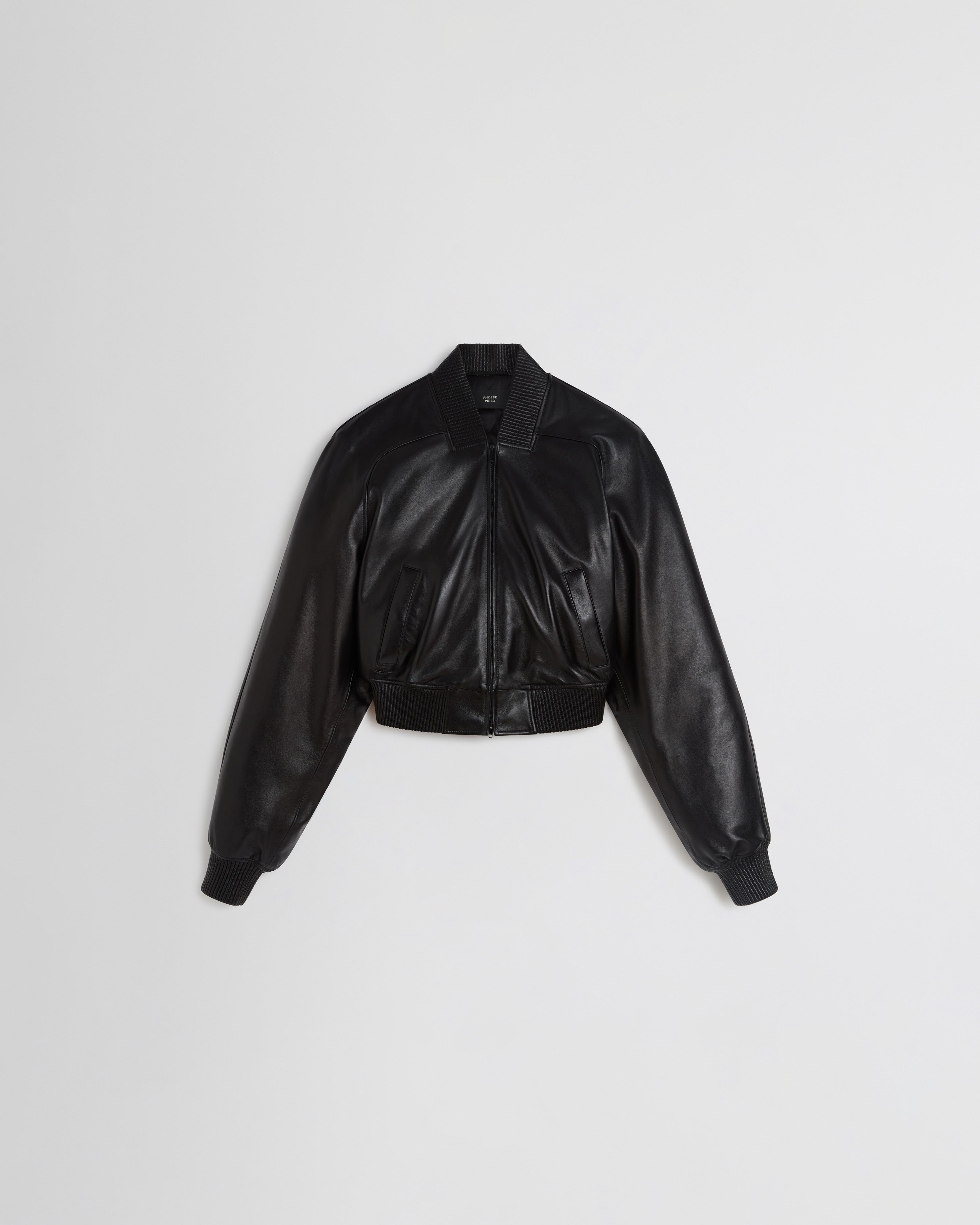 PHOEBE PHILO | SHRUNK BOMBER | BLACK LEATHER
