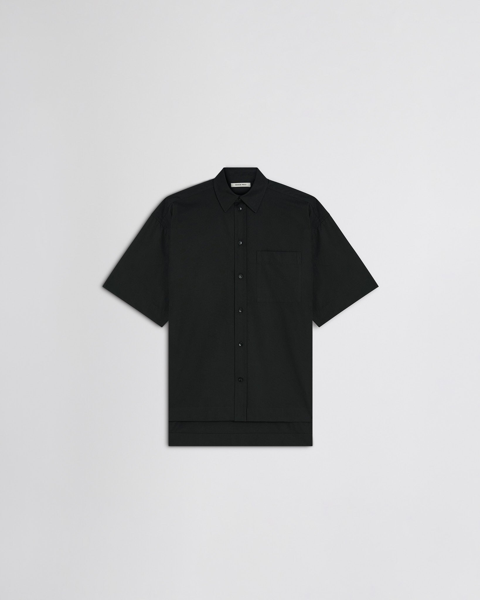PHOEBE PHILO | SHORT SLEEVE SHIRT | BLACK COTTON