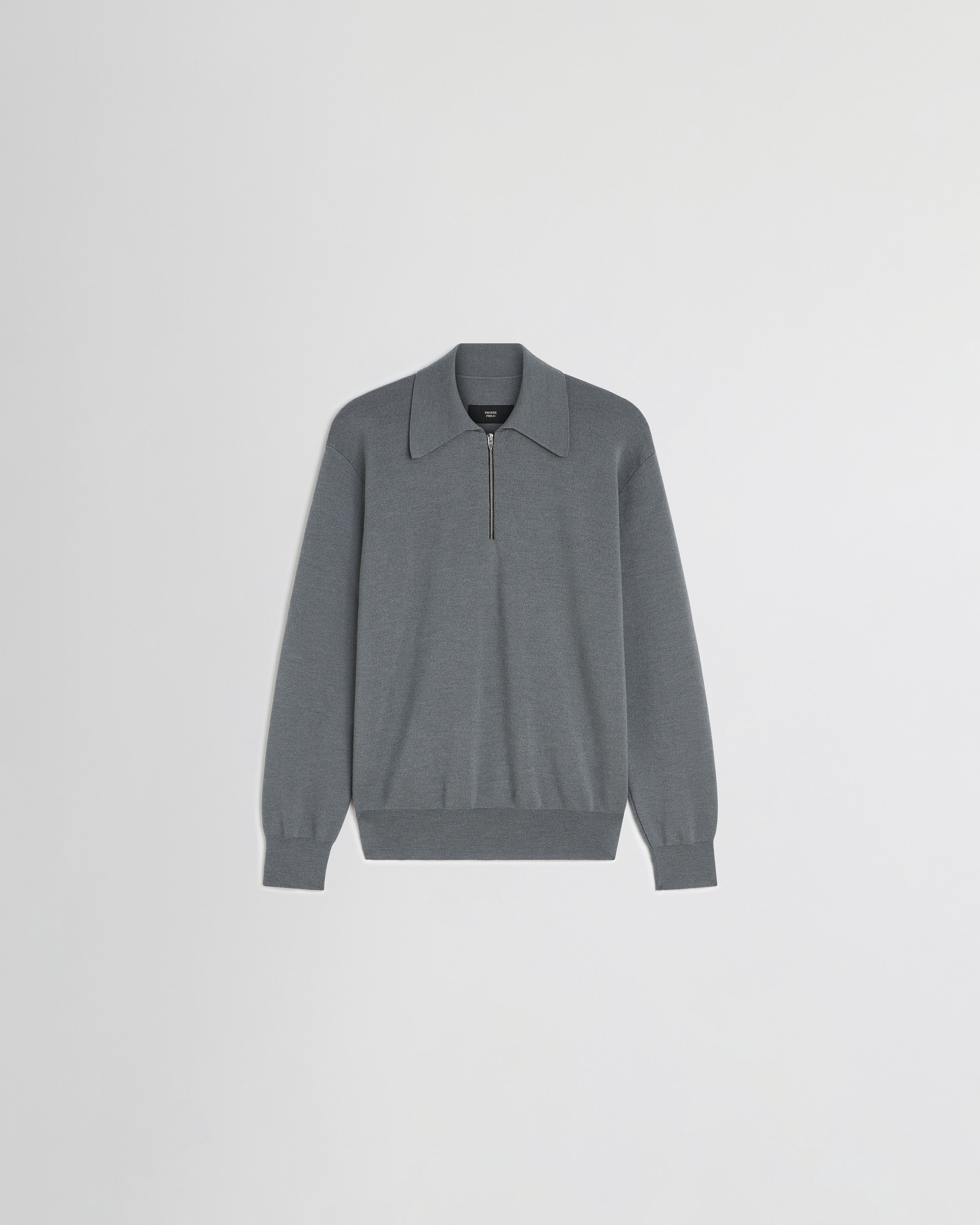 PHOEBE PHILO | ZIP POLO | GREY BLUE WOOL