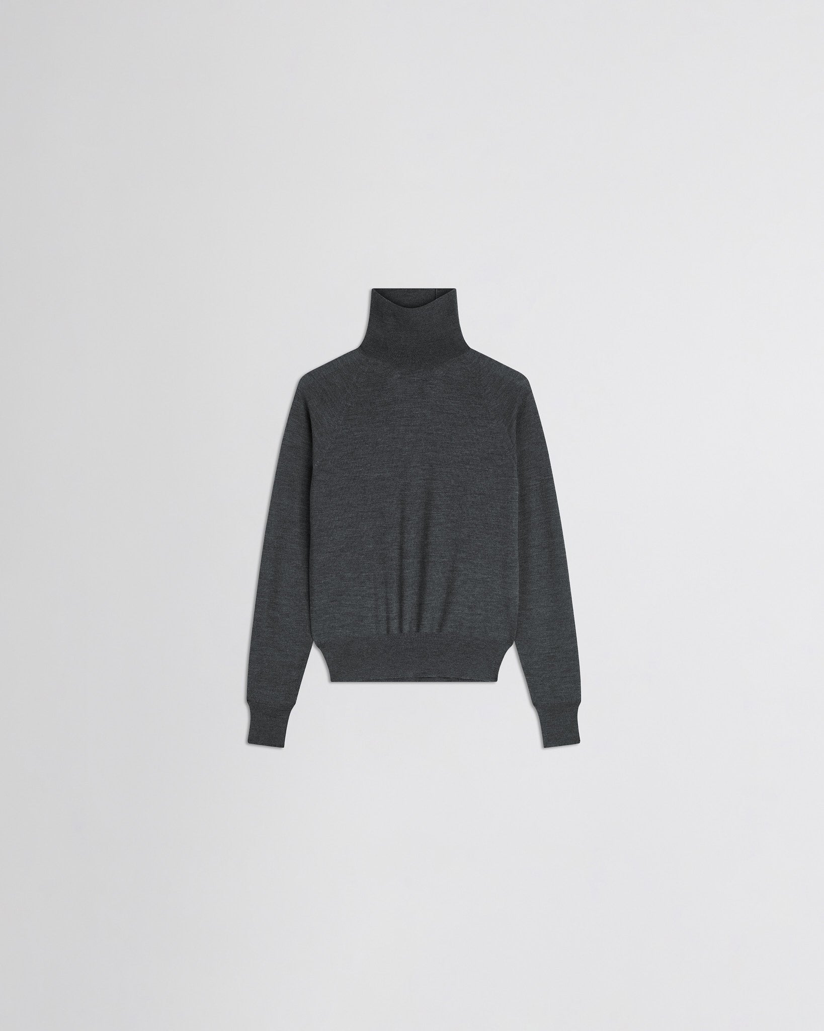 PHOEBE PHILO | HIGH NECK JUMPER | ANTHRACITE MELANGE WOOL