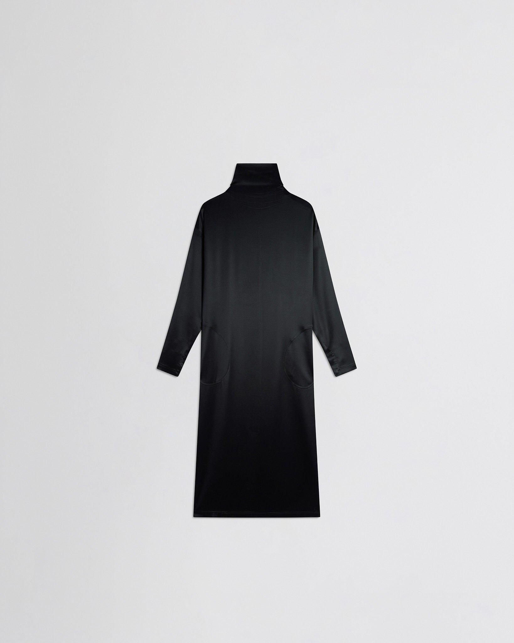 silk black long sleeve dress PHOEBE PHILO | LIQUID HIGH NECK DRESS