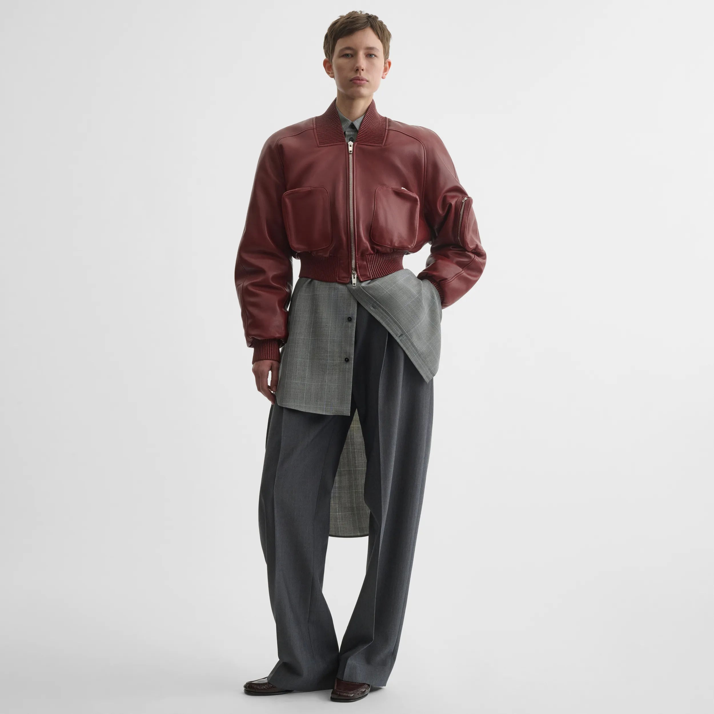 PHOEBE PHILO | POCKET BOMBER JACKET | BRICK LEATHER