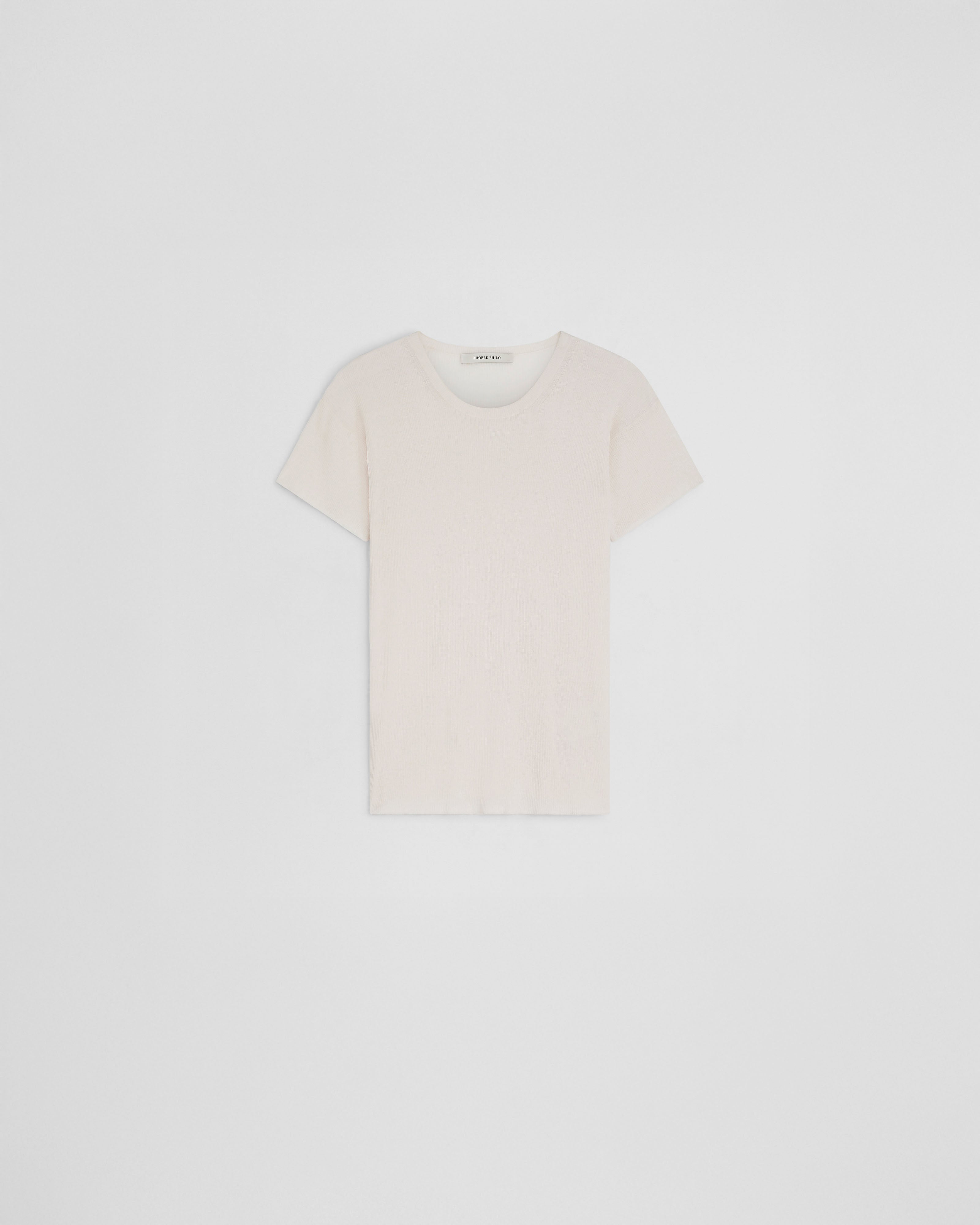 PHOEBE PHILO | SCOOP NECK RIB T-SHIRT | IVORY COTTON