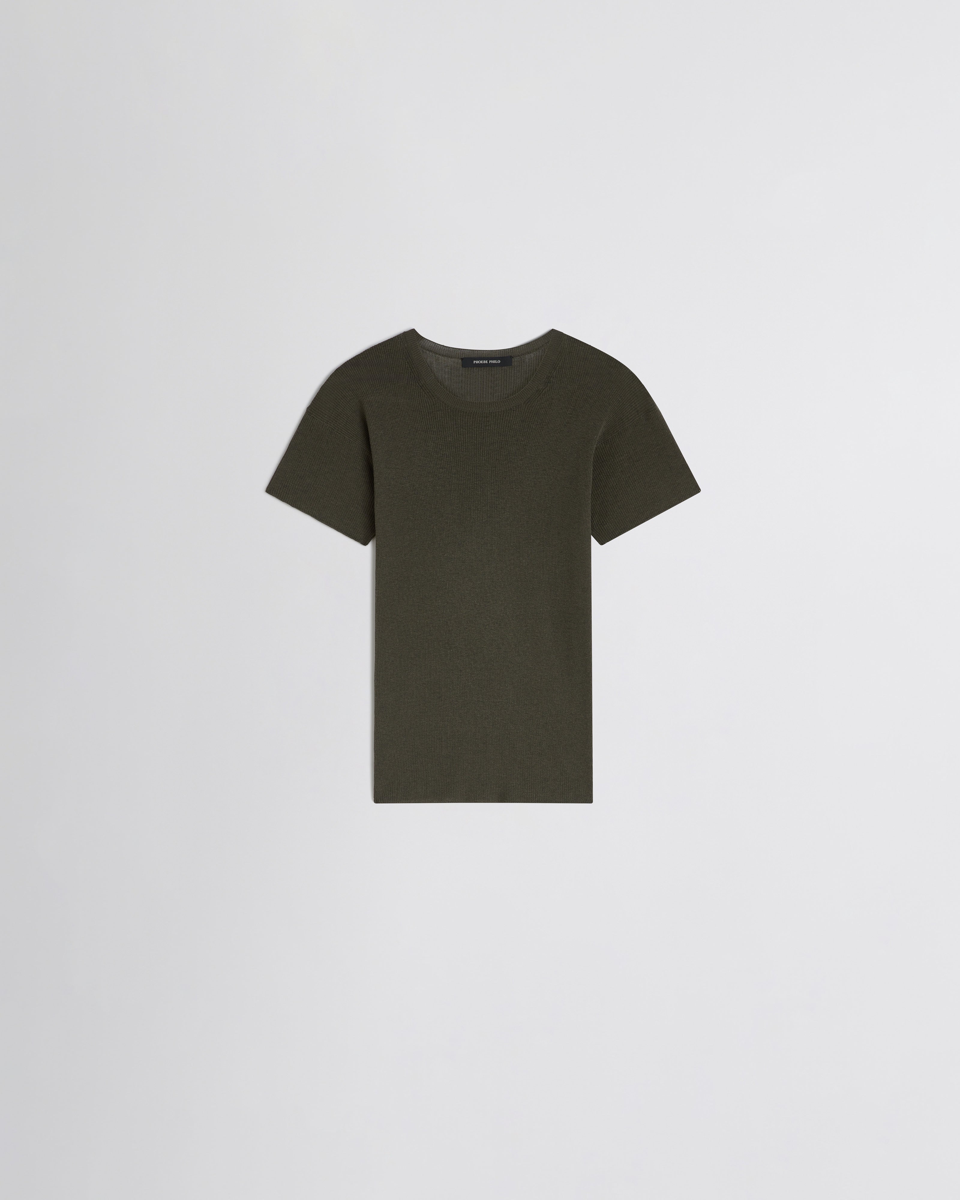 PHOEBE PHILO | SCOOP NECK RIB T-shirt | sludge cotton