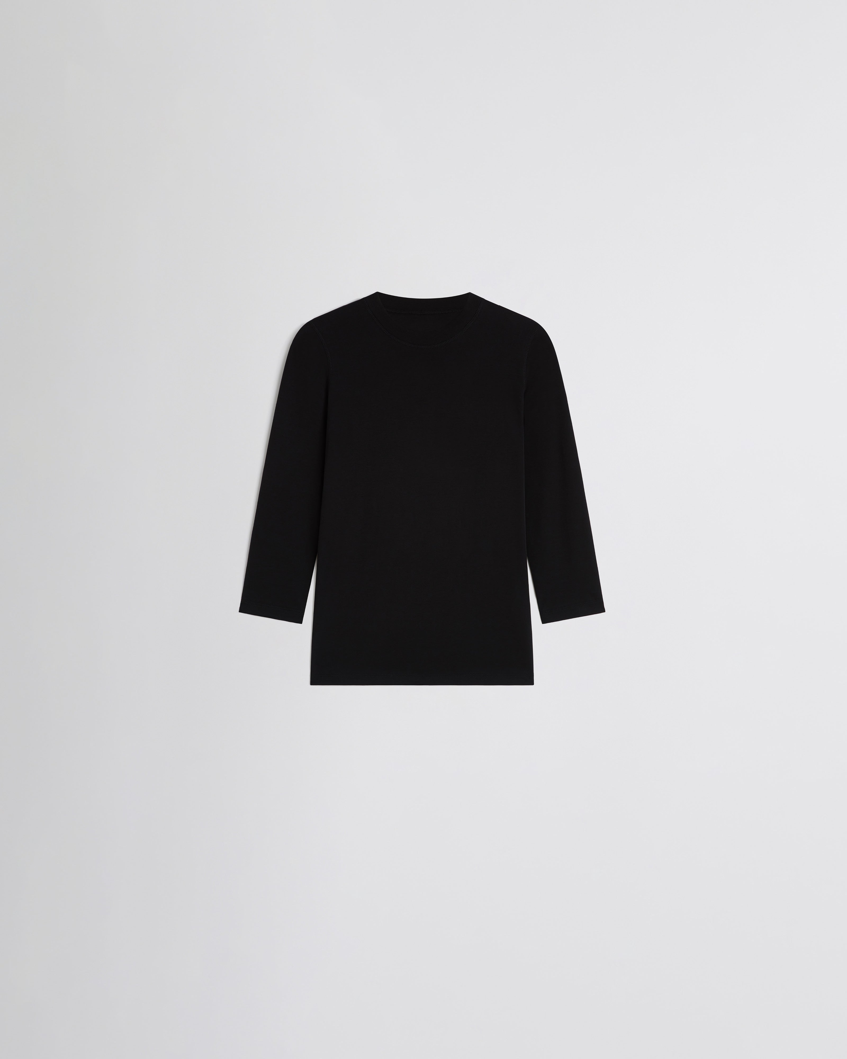 PHOEBE PHILO | CROPPED SLEEVE TEE | BLACK COTTON