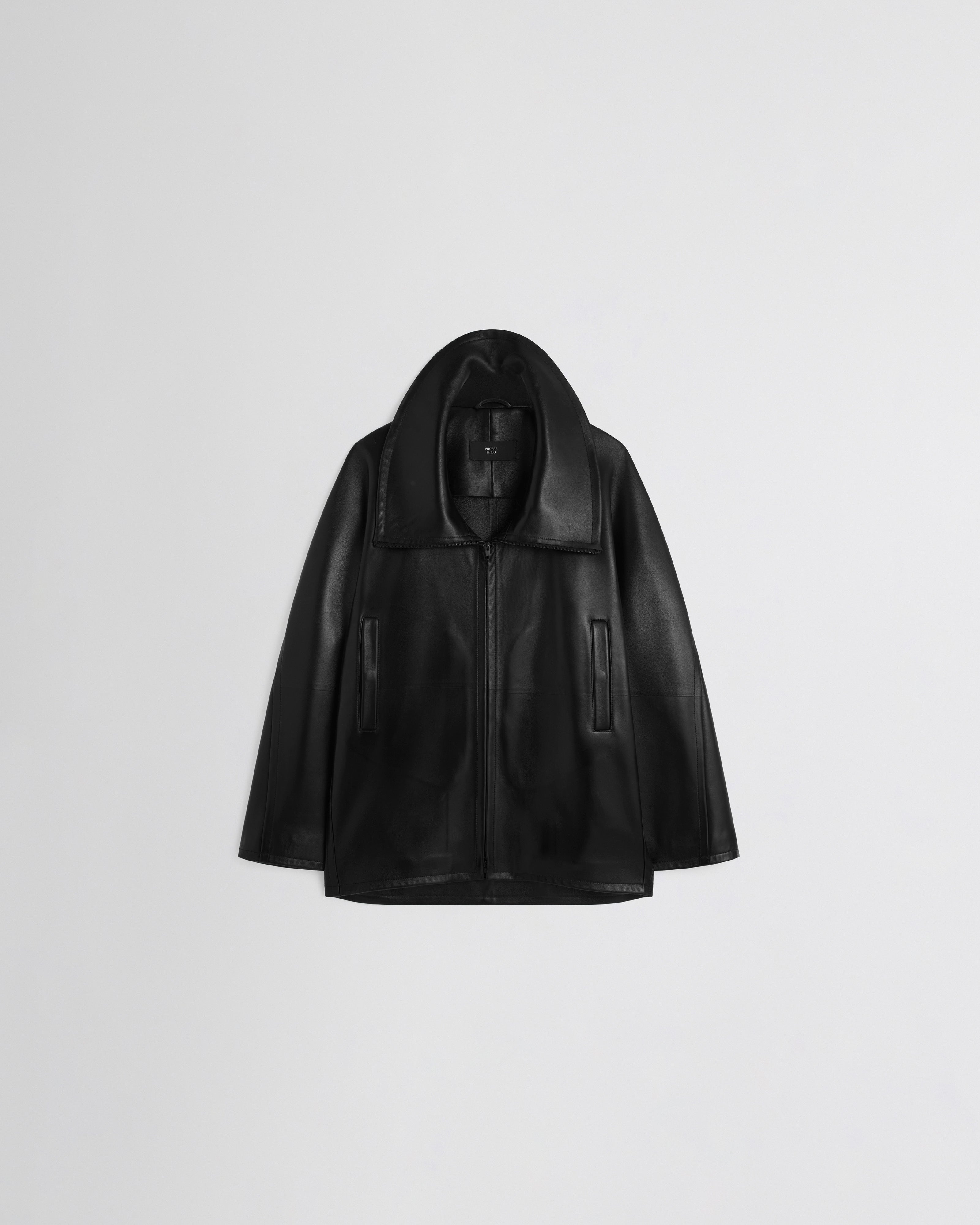 Phoebe Philo Funnel Leather Jacketレザー PHOEBE PHILO | SWATHE JACKET | BLACK LEATHER