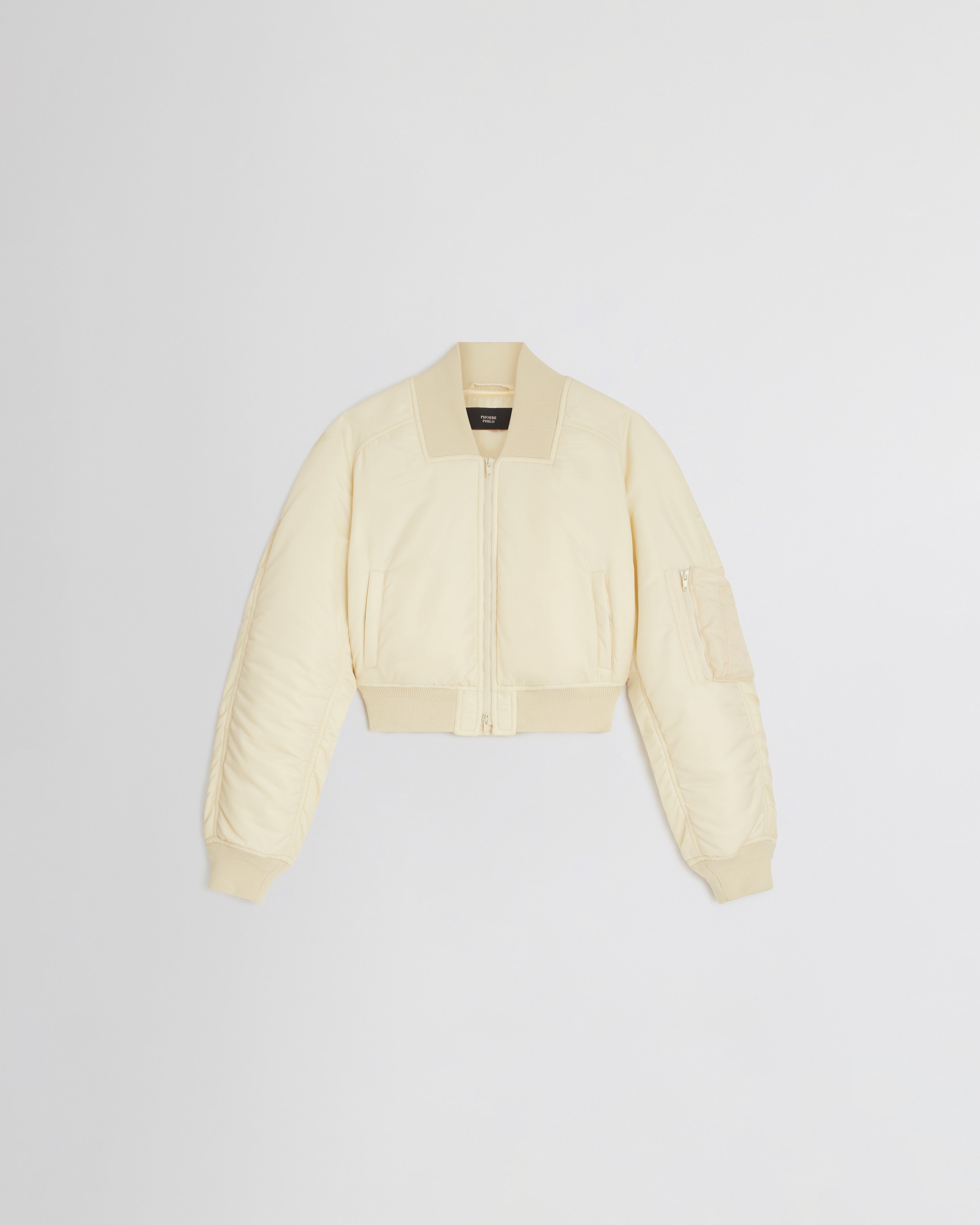 PHOEBE PHILO | SHRUNK BOMBER | CREAM NYLON