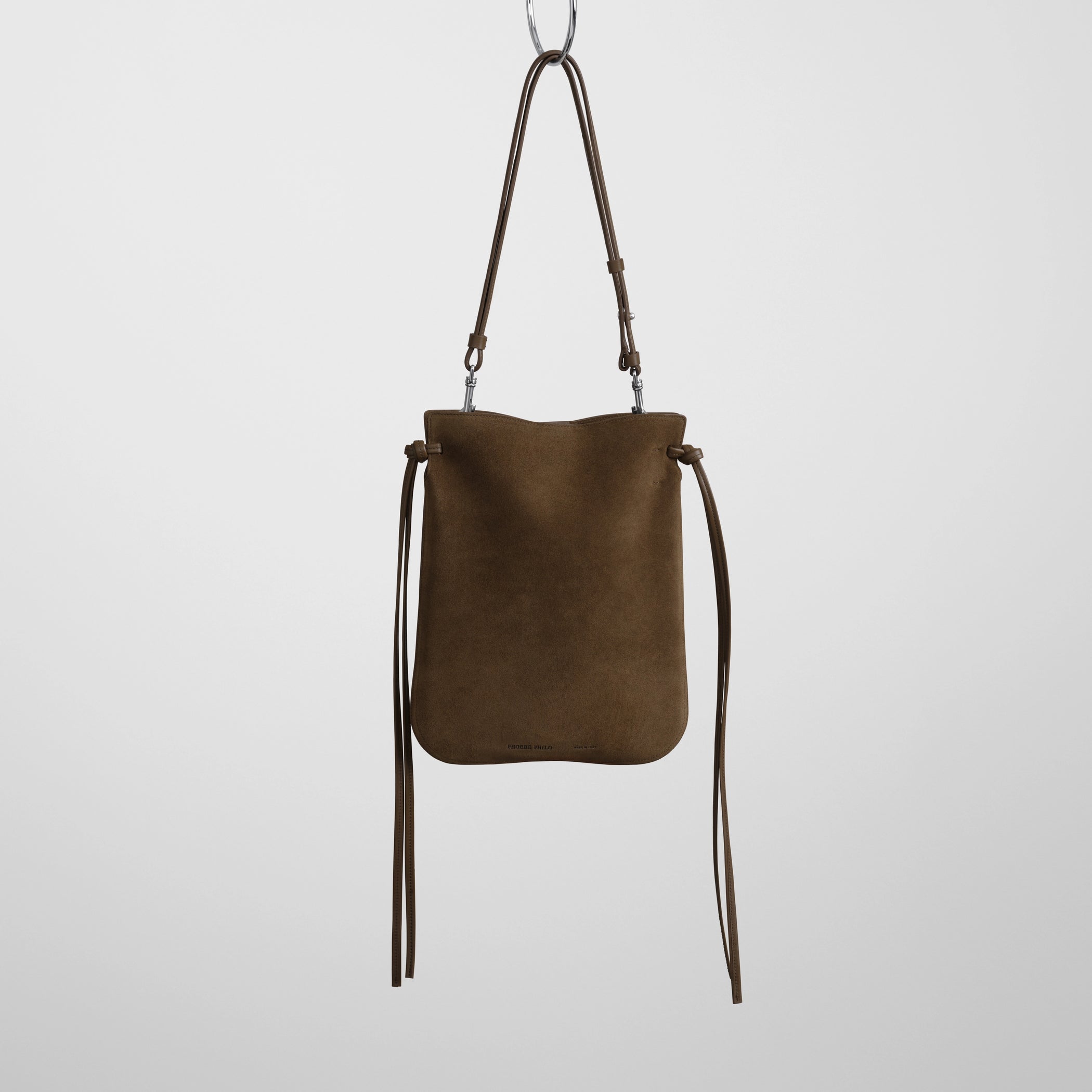 Front view of gig pouch in khaki leather