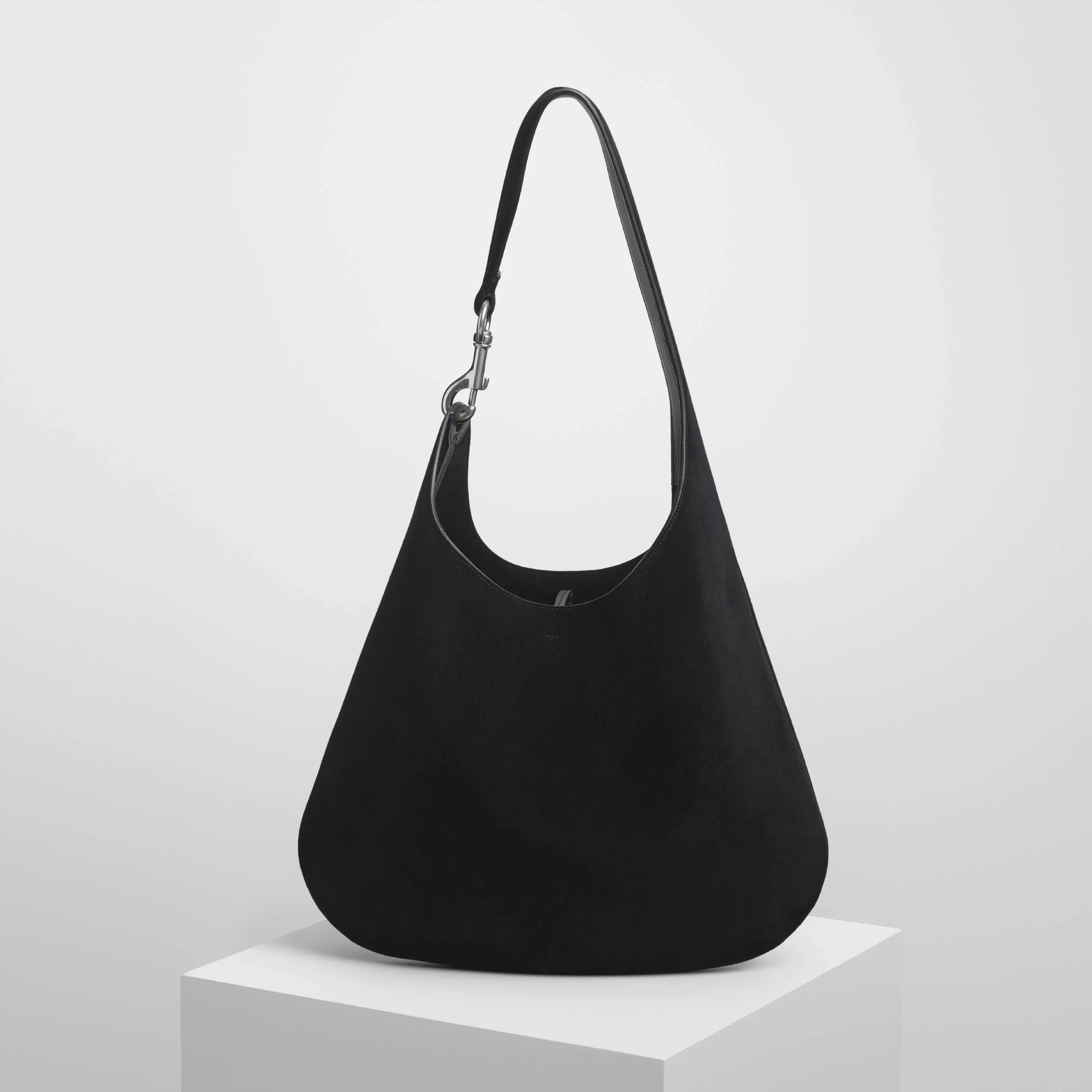 Front view of bean bag in suede black