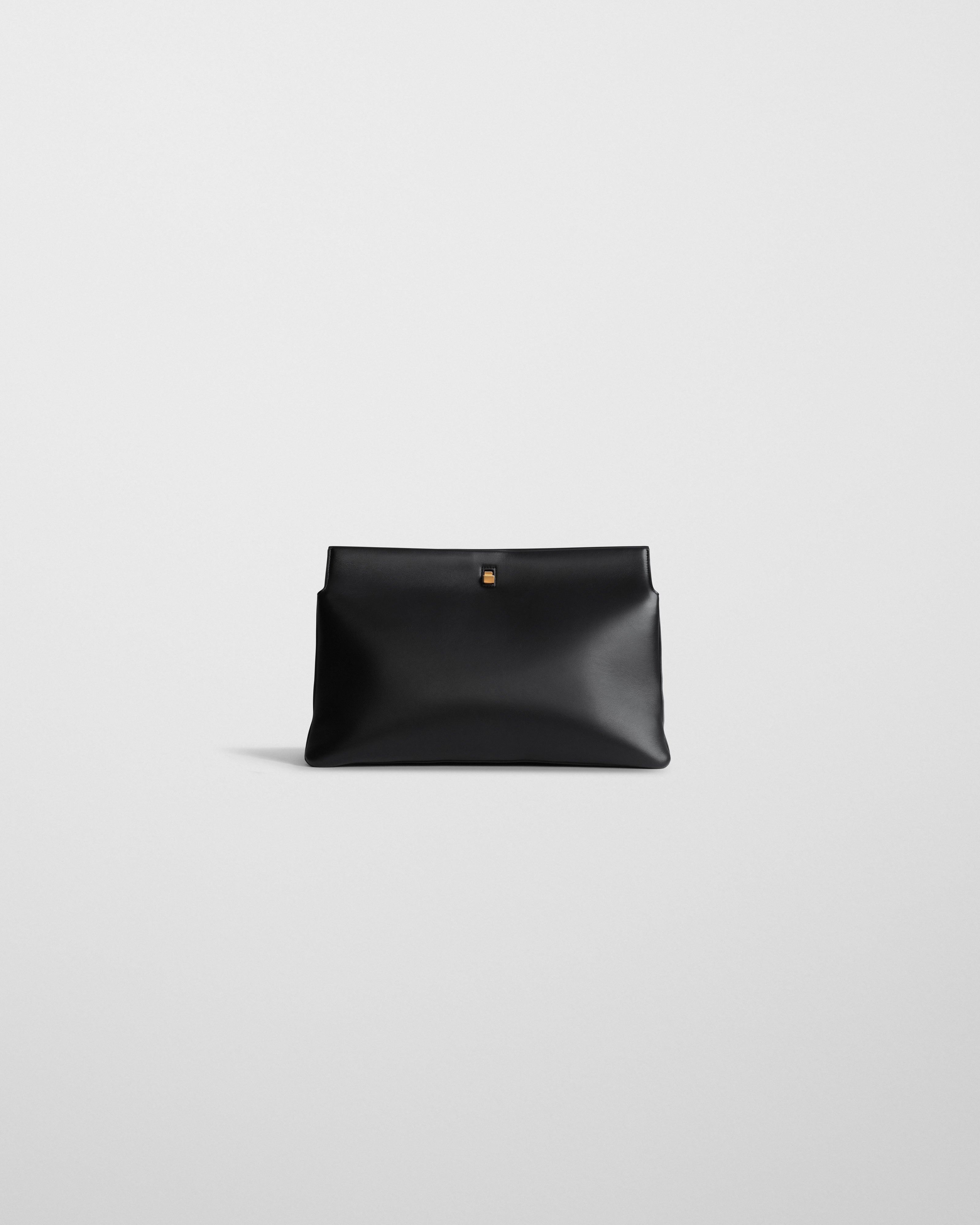 PHOEBE PHILO | TRIPLEX CLUTCH | BLACK LEATHER WITH GOLD