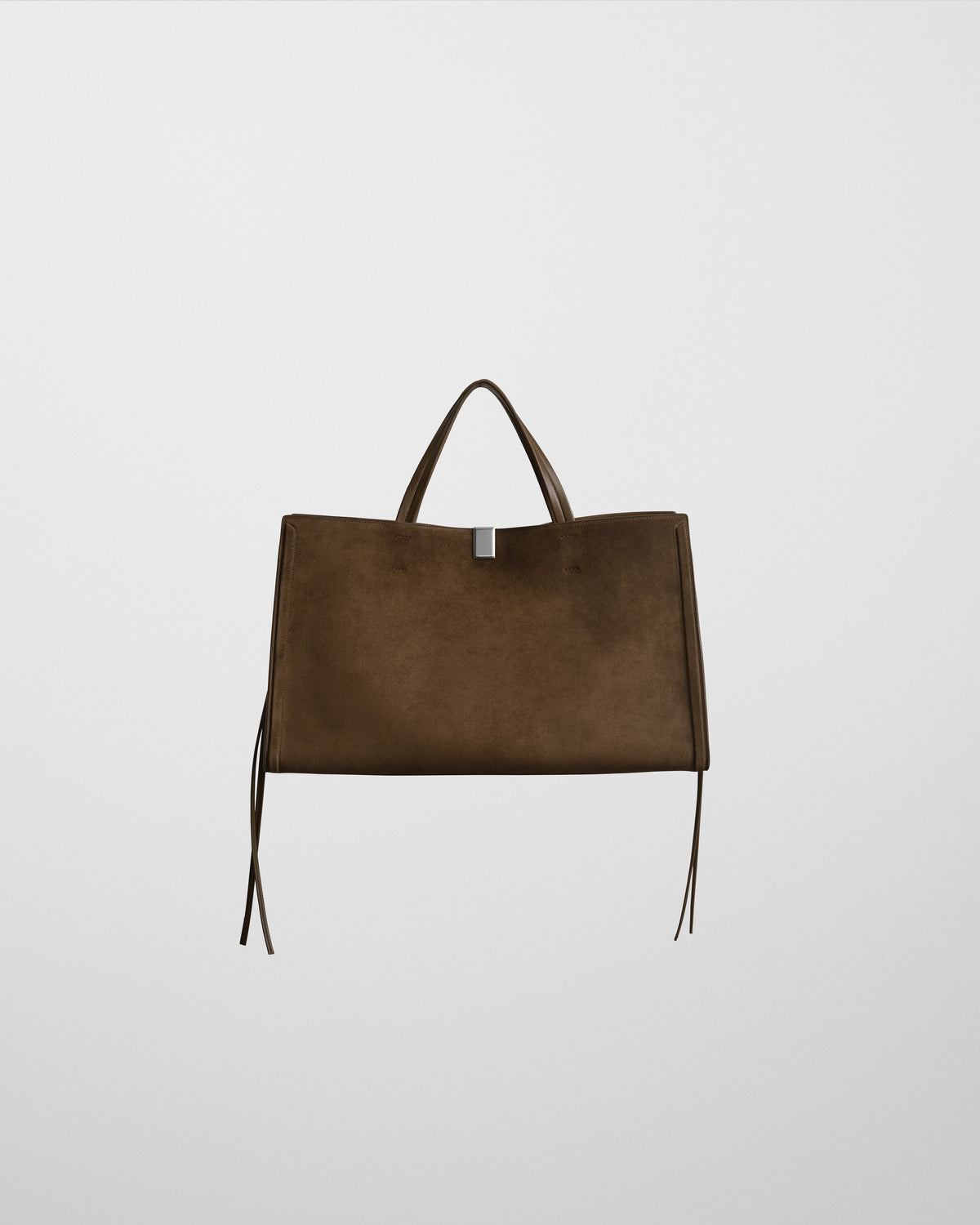 Front view of Medium Kit Cabas in khaki suede leather.
