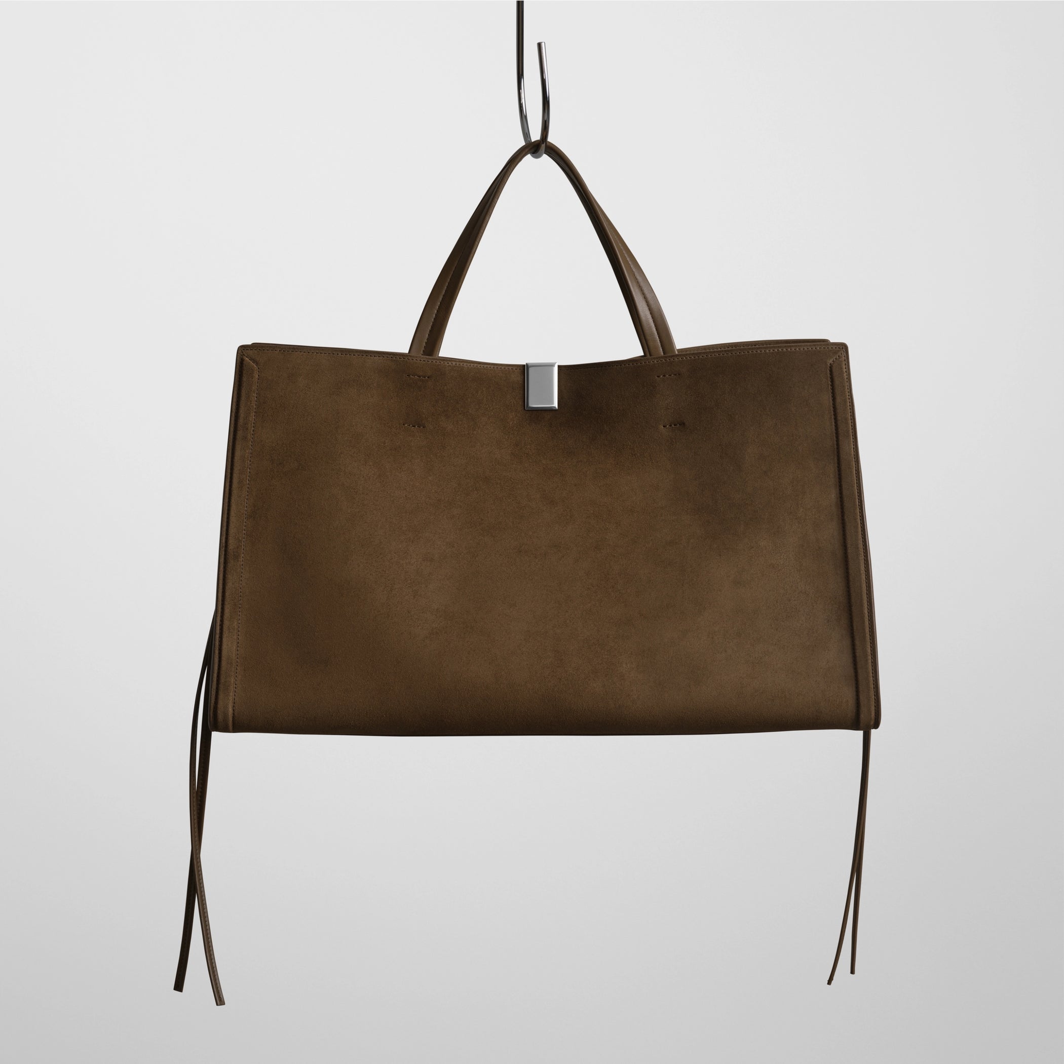 MEDIUM KIT CABAS | khaki suede with silver