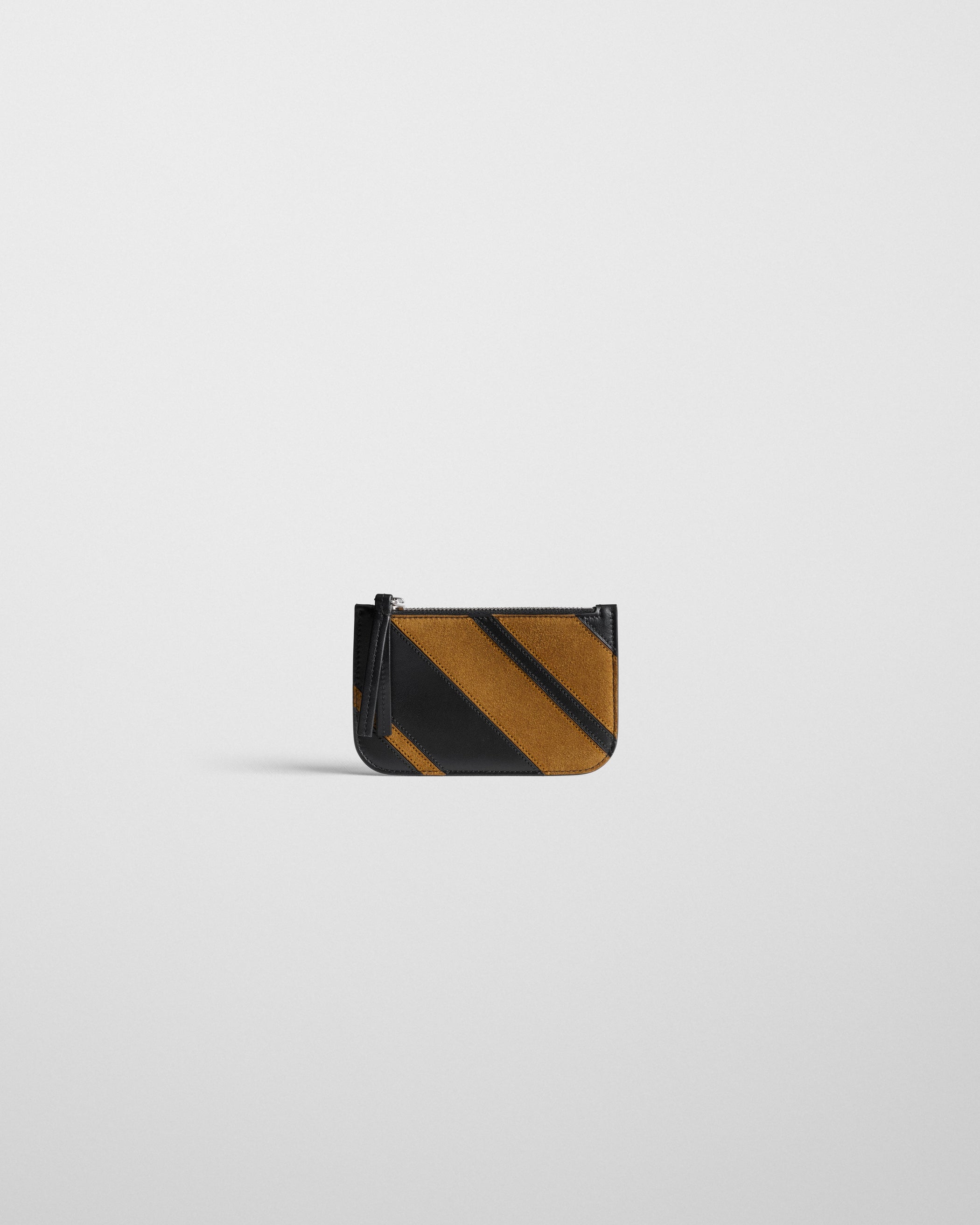Front view of POCKET CARD HOLDER in toffee/black leather