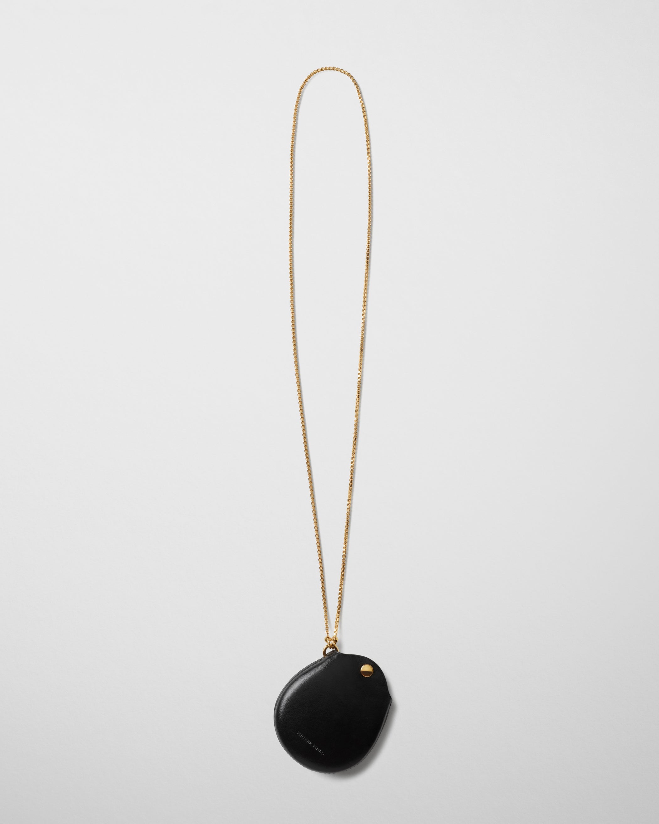 Front view of Pouch Pendant in black leather