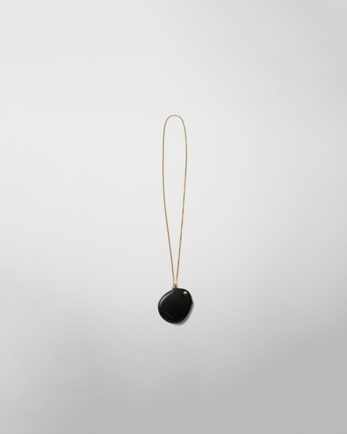 Front view of POUCH PENDANT in black leather