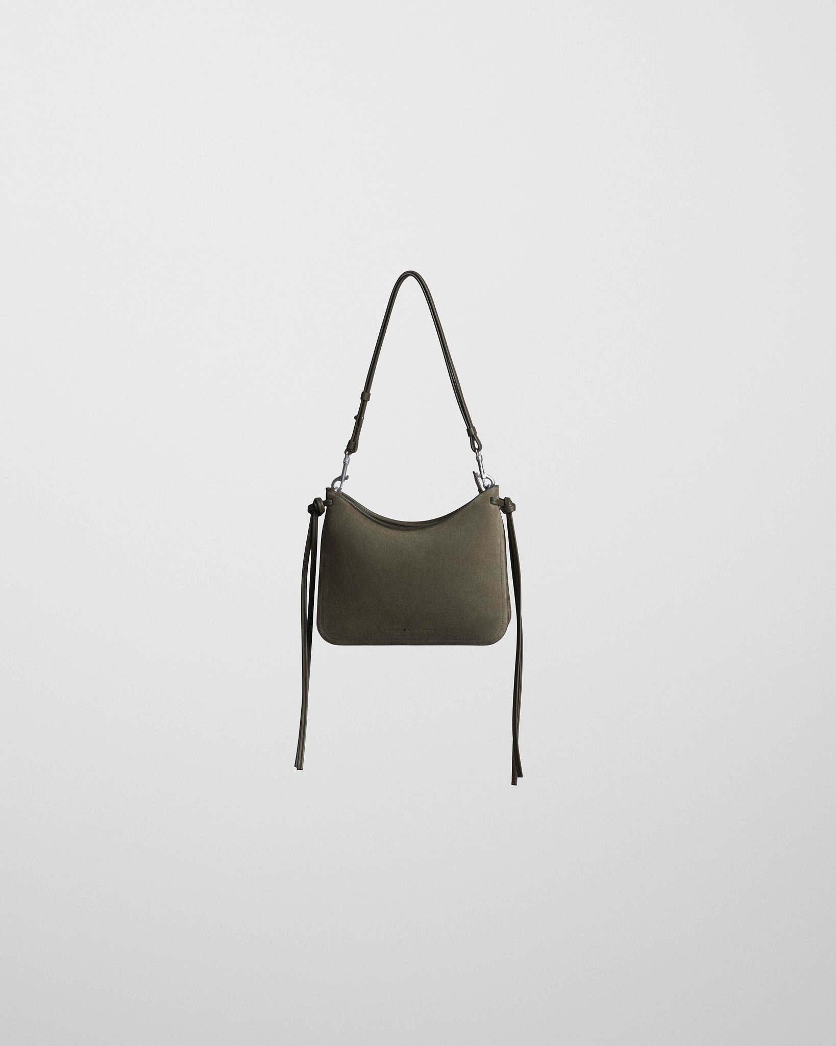 Front view of SMALL GIG BAG in sage suede