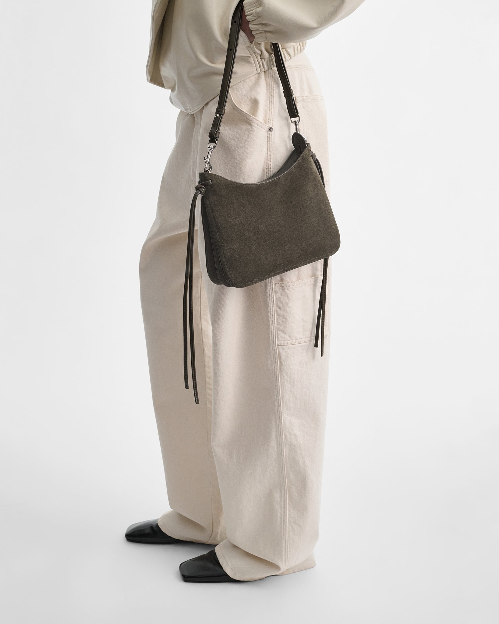 View of SMALL GIG BAG in sage suede