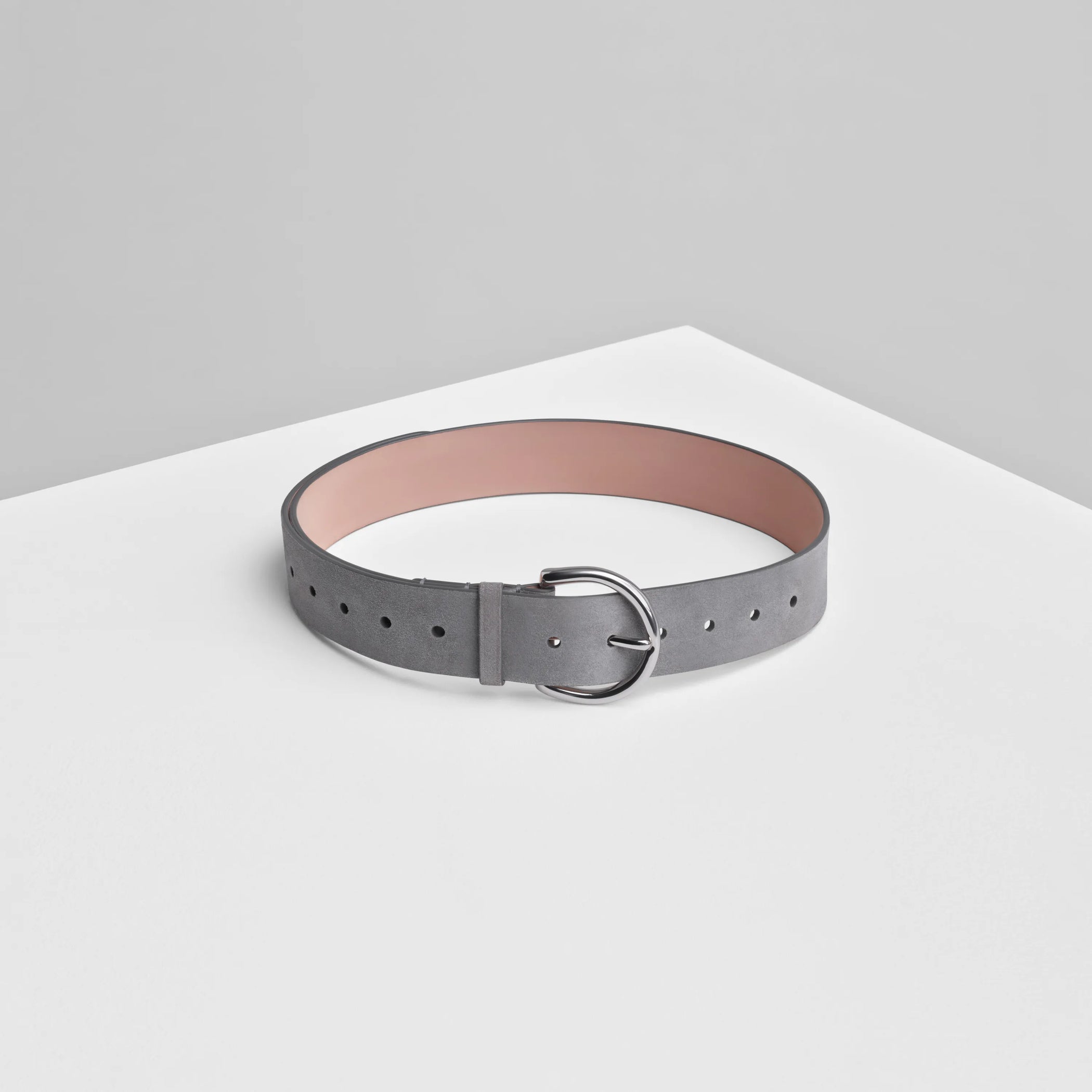 Flat lay front view of Round Belt Buckle 40mm in cement. 