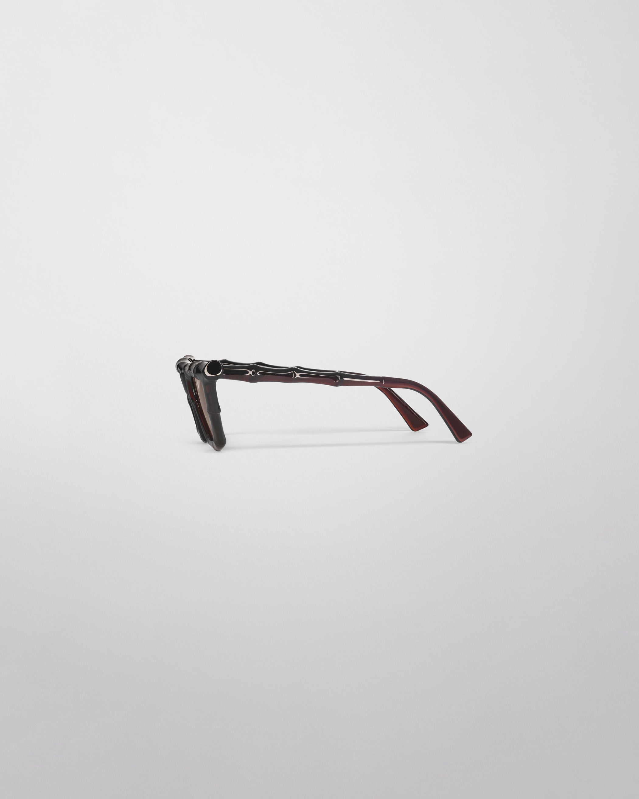 Side front view of BAMBOO SUNGLASSES in dark brown rilsan