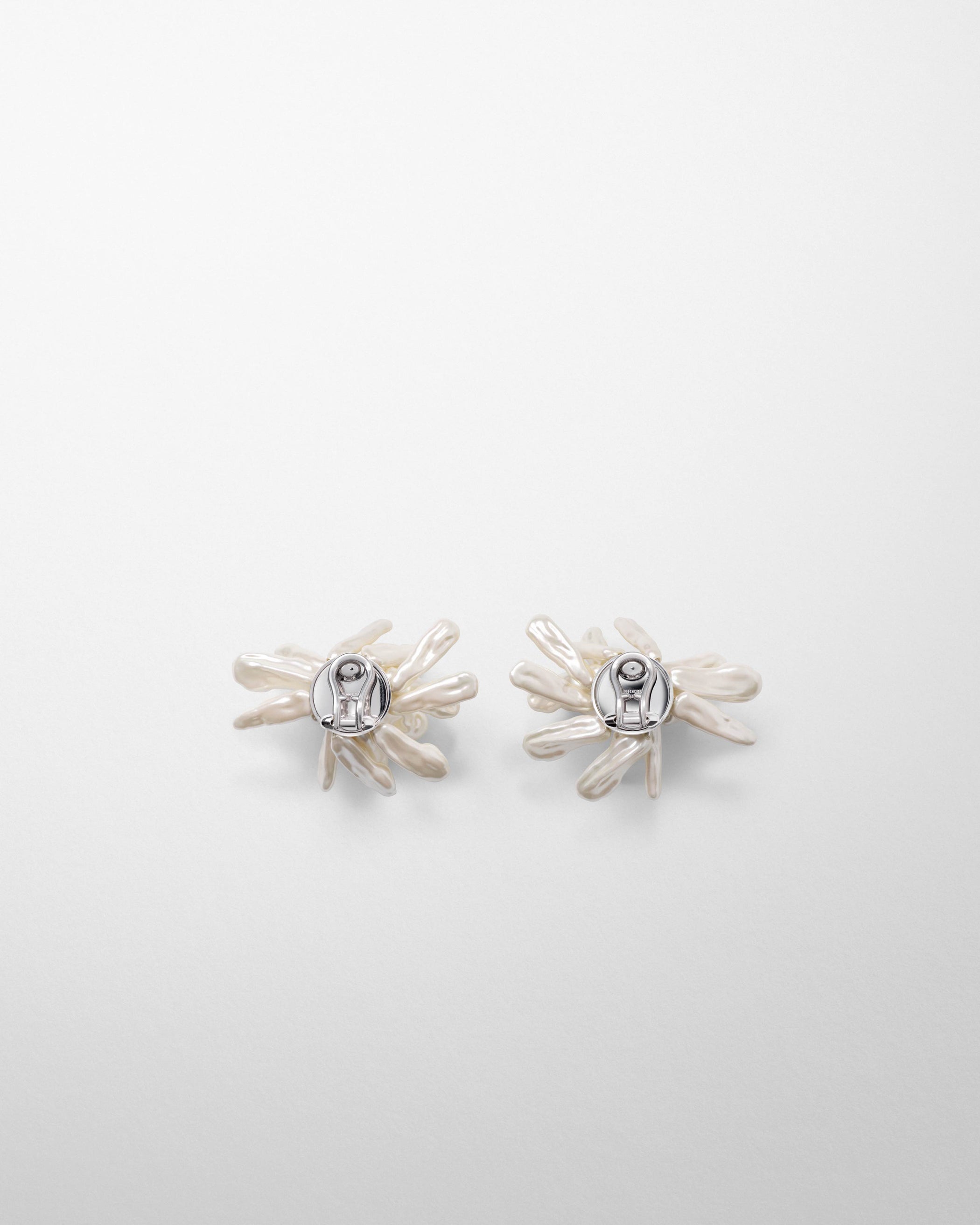 Back view of CLUSTER EARRINGS in silver cream resin