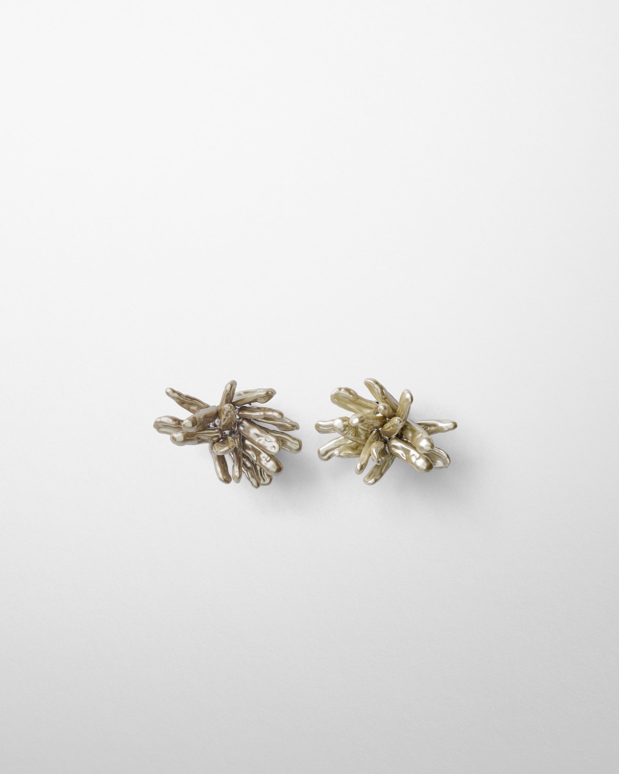 Flat front view of CLUSTER EARRINGS in mink/ash resin