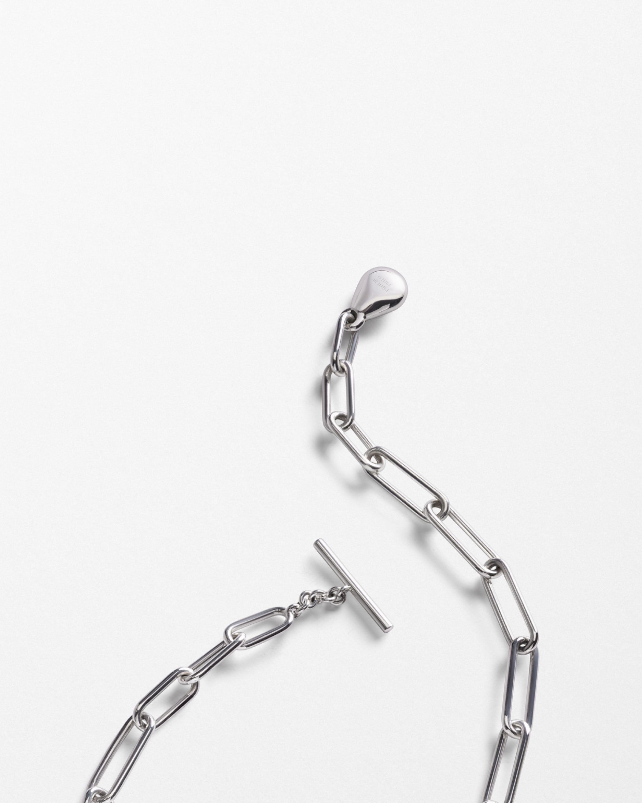 Close up view of MEDALLION NECKLACE in sterling silver