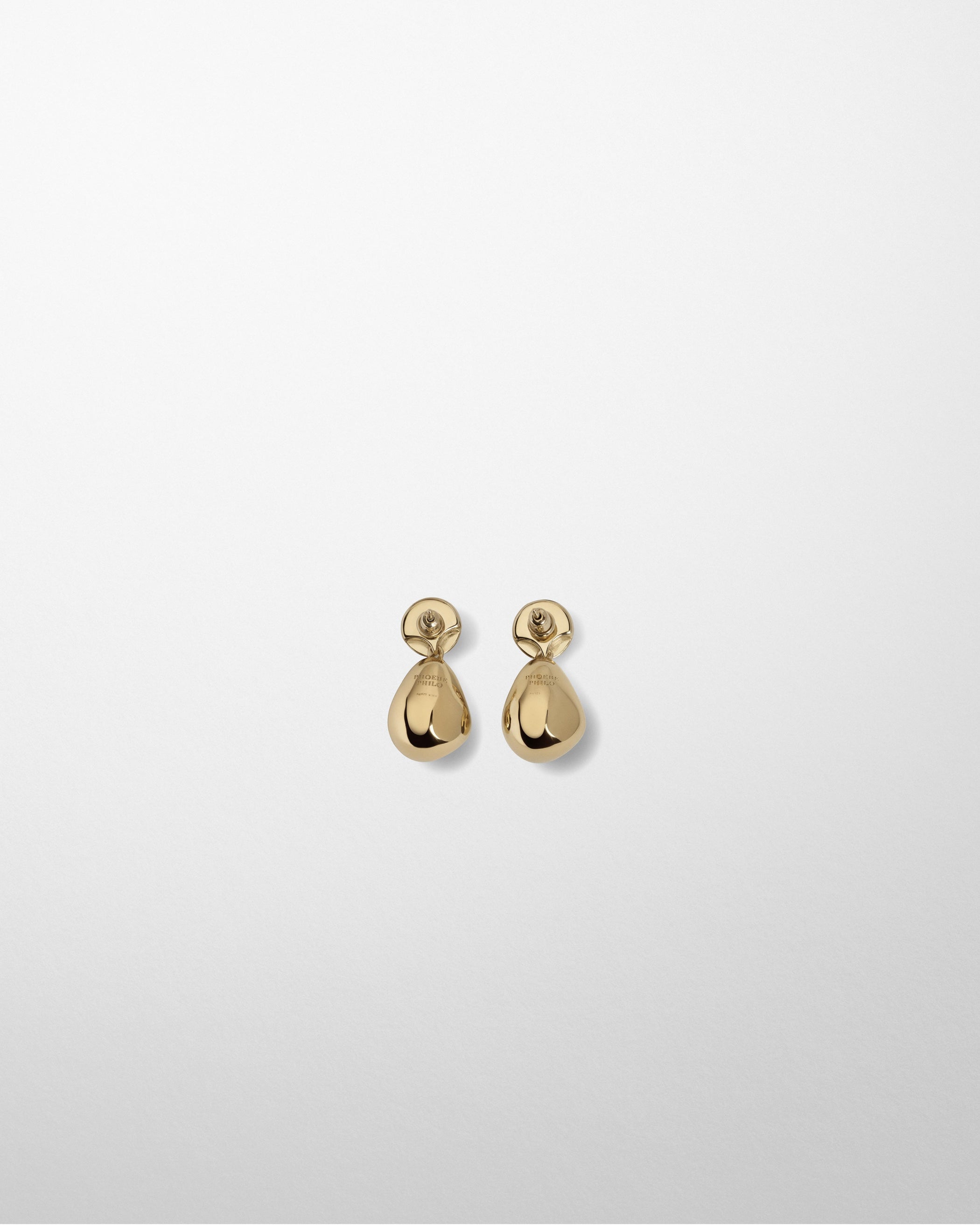 Flat back view of DOUBLE BALL EARRINGS in gold plated sterling silver