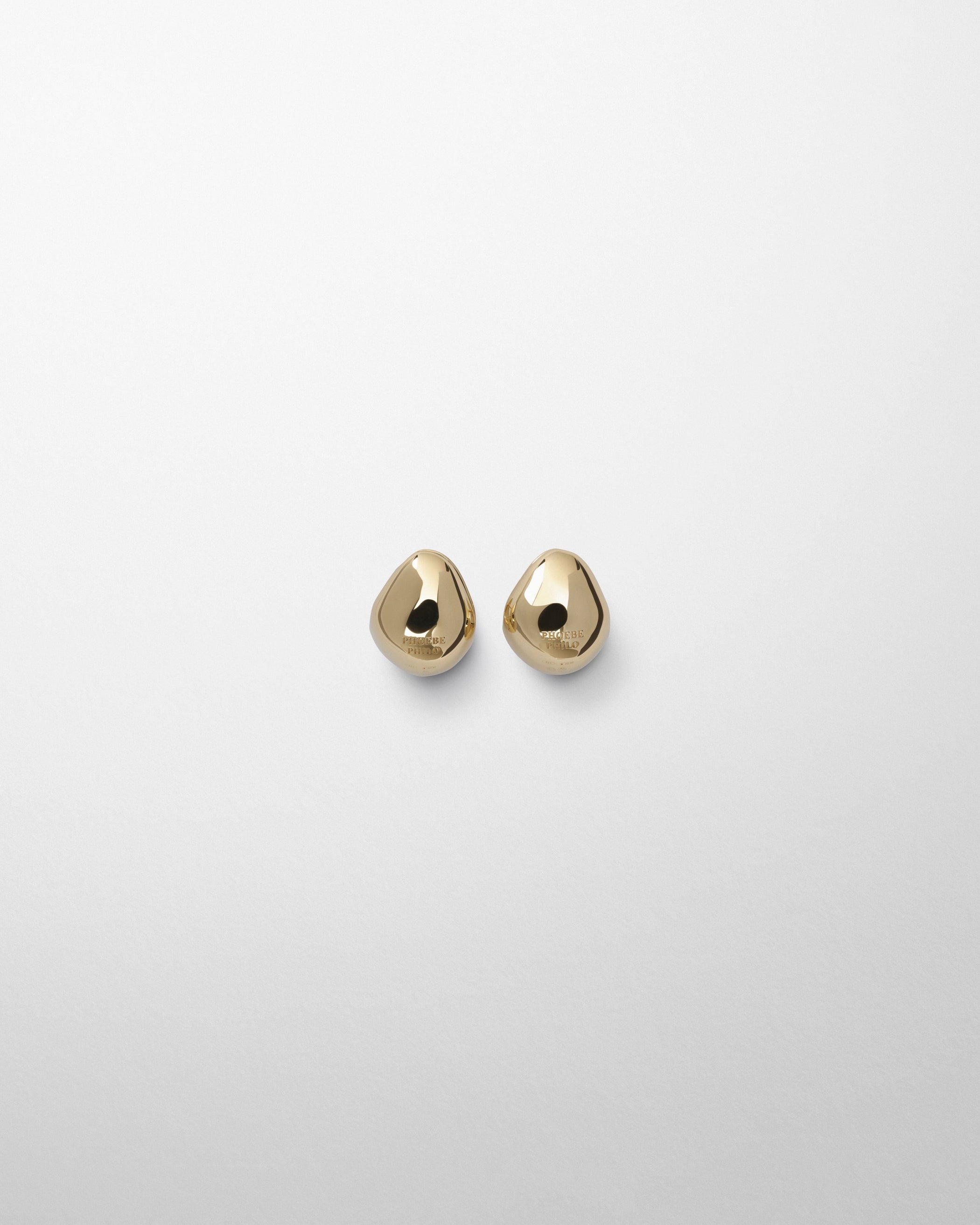 Flat back view of PEBBLE STUD EARRINGS in gold