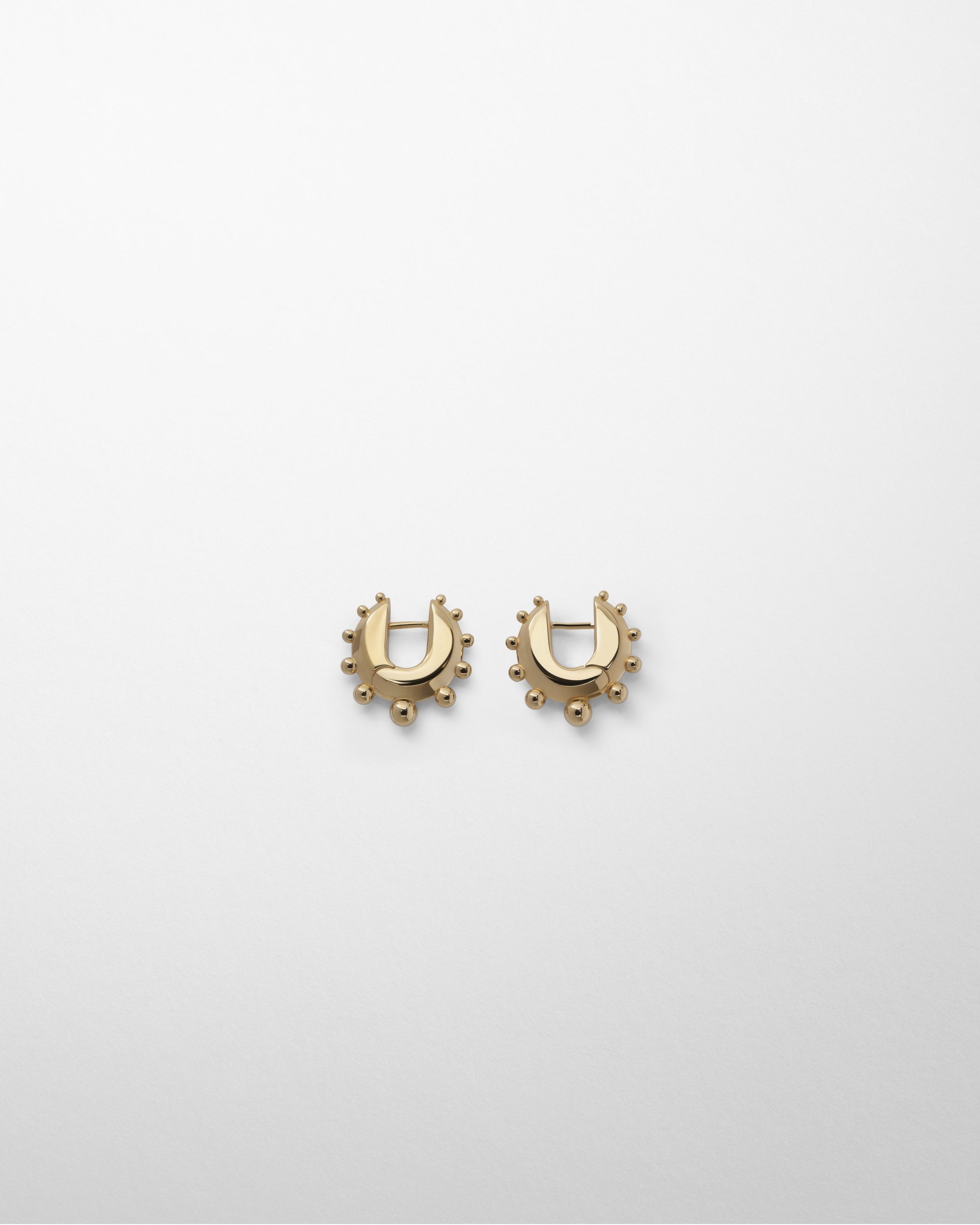 Flat front view of BEADED HOOP EARRINGS SMALL in gold