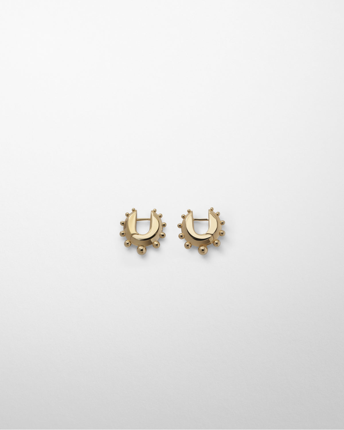 Flat front view of BEADED HOOP EARRINGS SMALL in gold