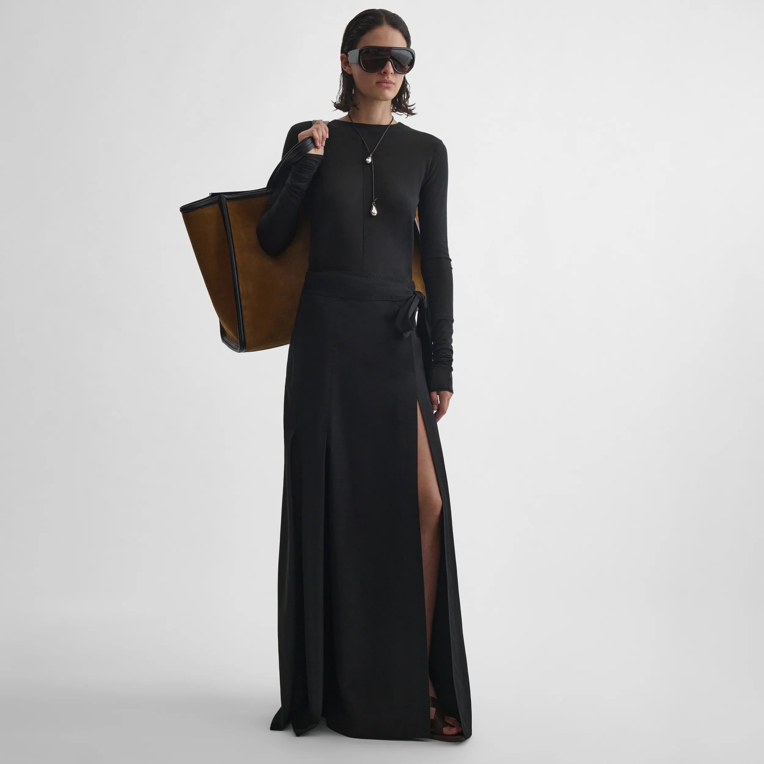 パピエ　Papier Enfant wrapped skirt/Black PHOEBE PHILO | WRAP SKIRT | BLACK COTTON TWILL