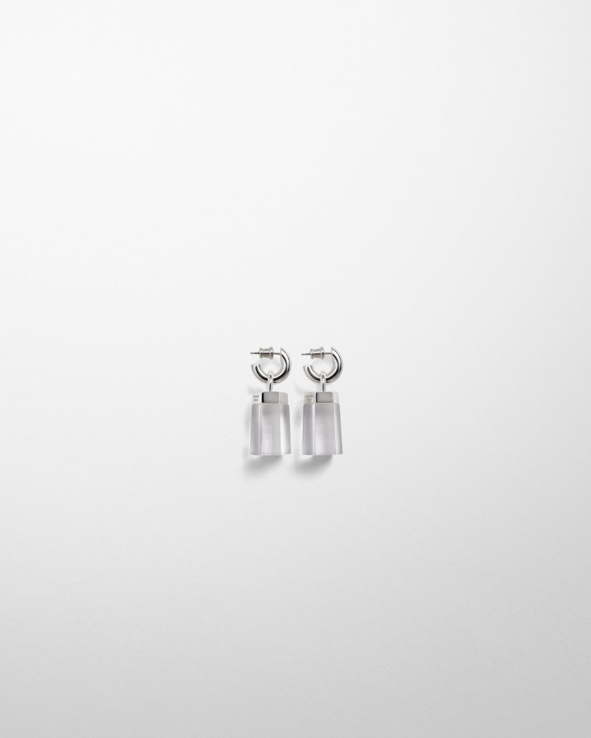 Side view of PRISM EARRINGS in clear resin sterling silver