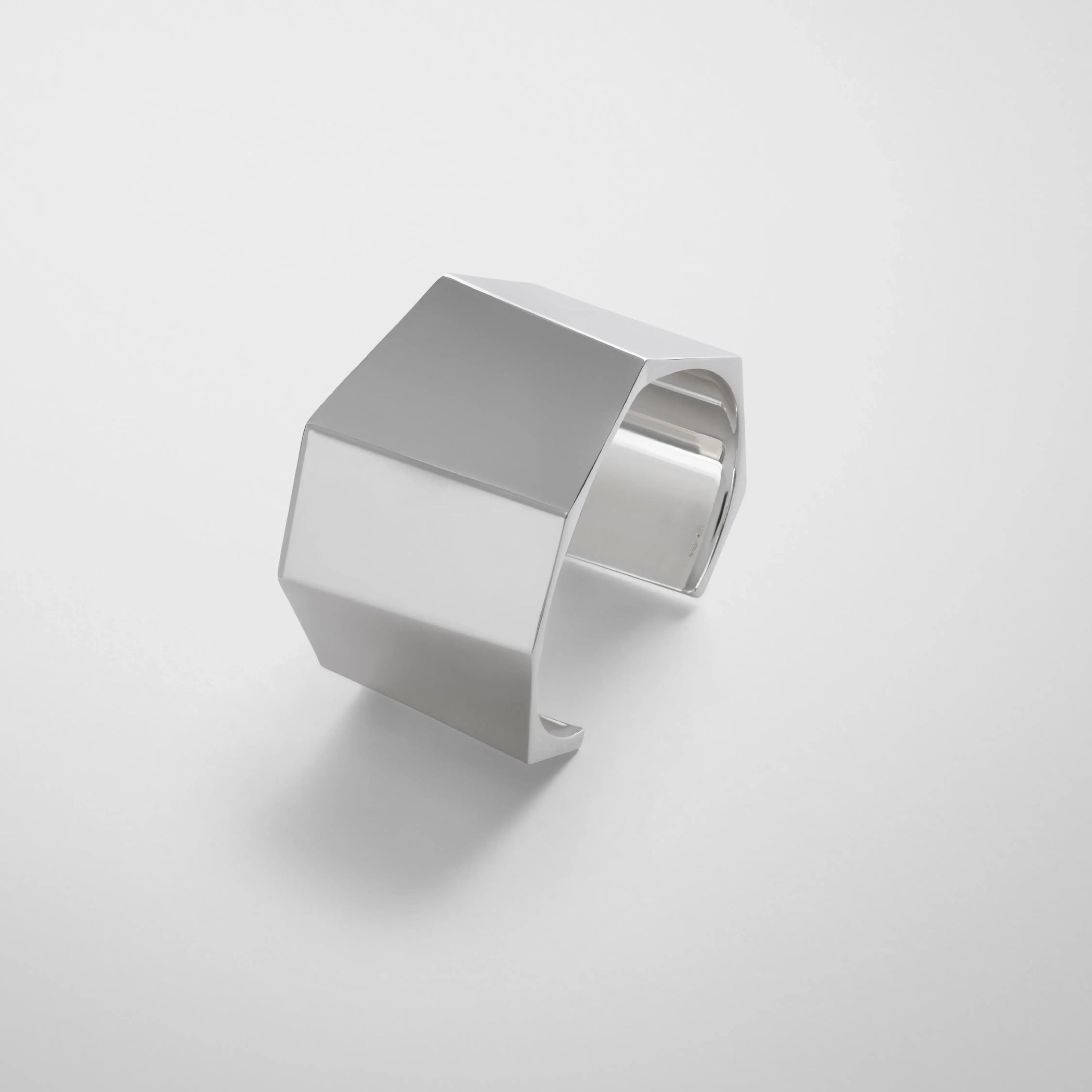 Top view of Faceted Cuff in sterling silver.
