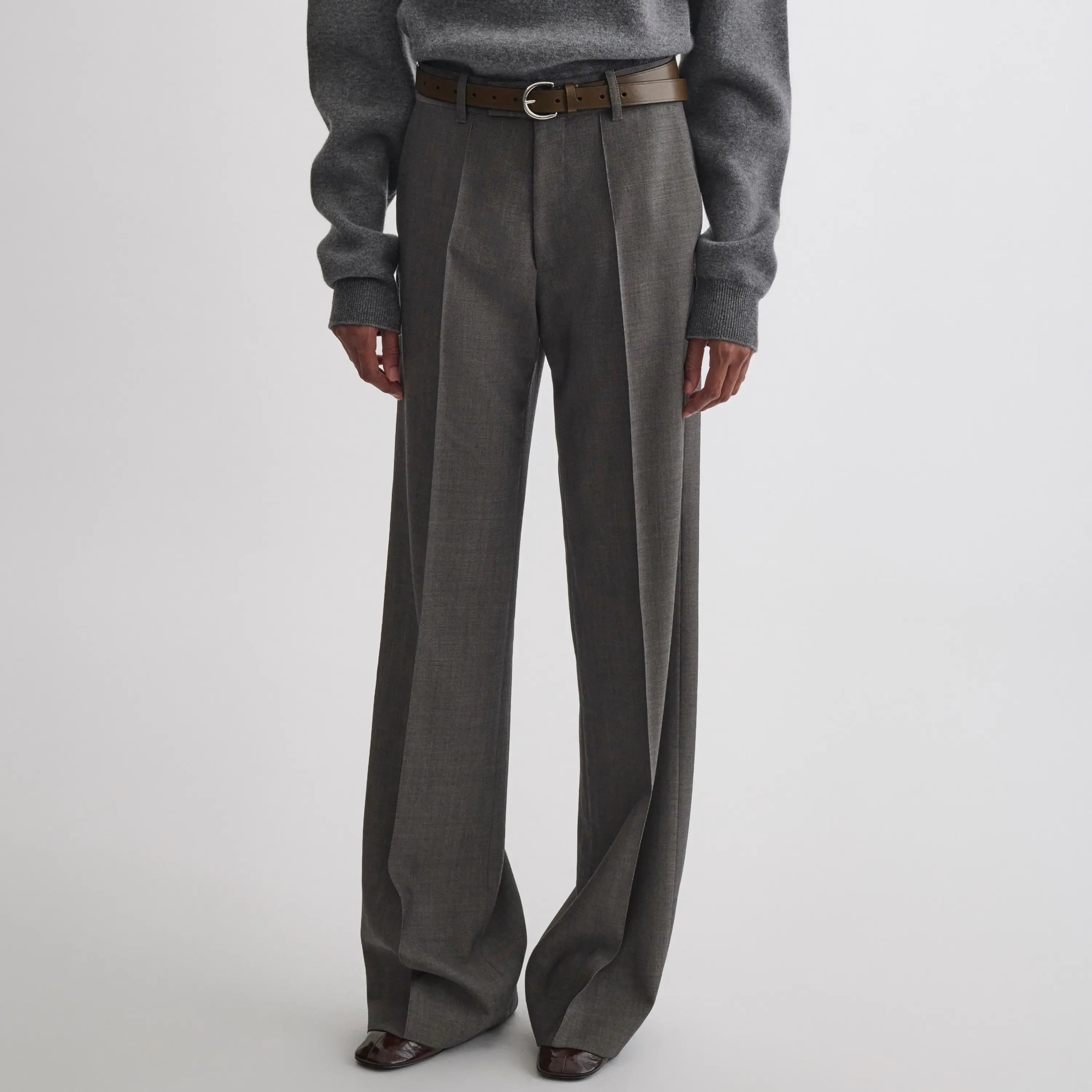 PHOEBE PHILO | BOYISH TAILORED TROUSERS | DARK TAUPE WOOL