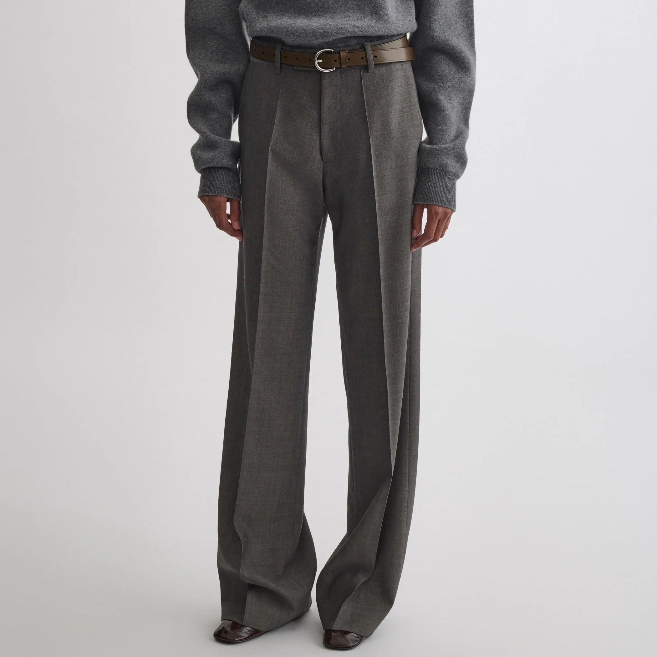 BOYISH TAILORED TROUSERS | dark taupe wool