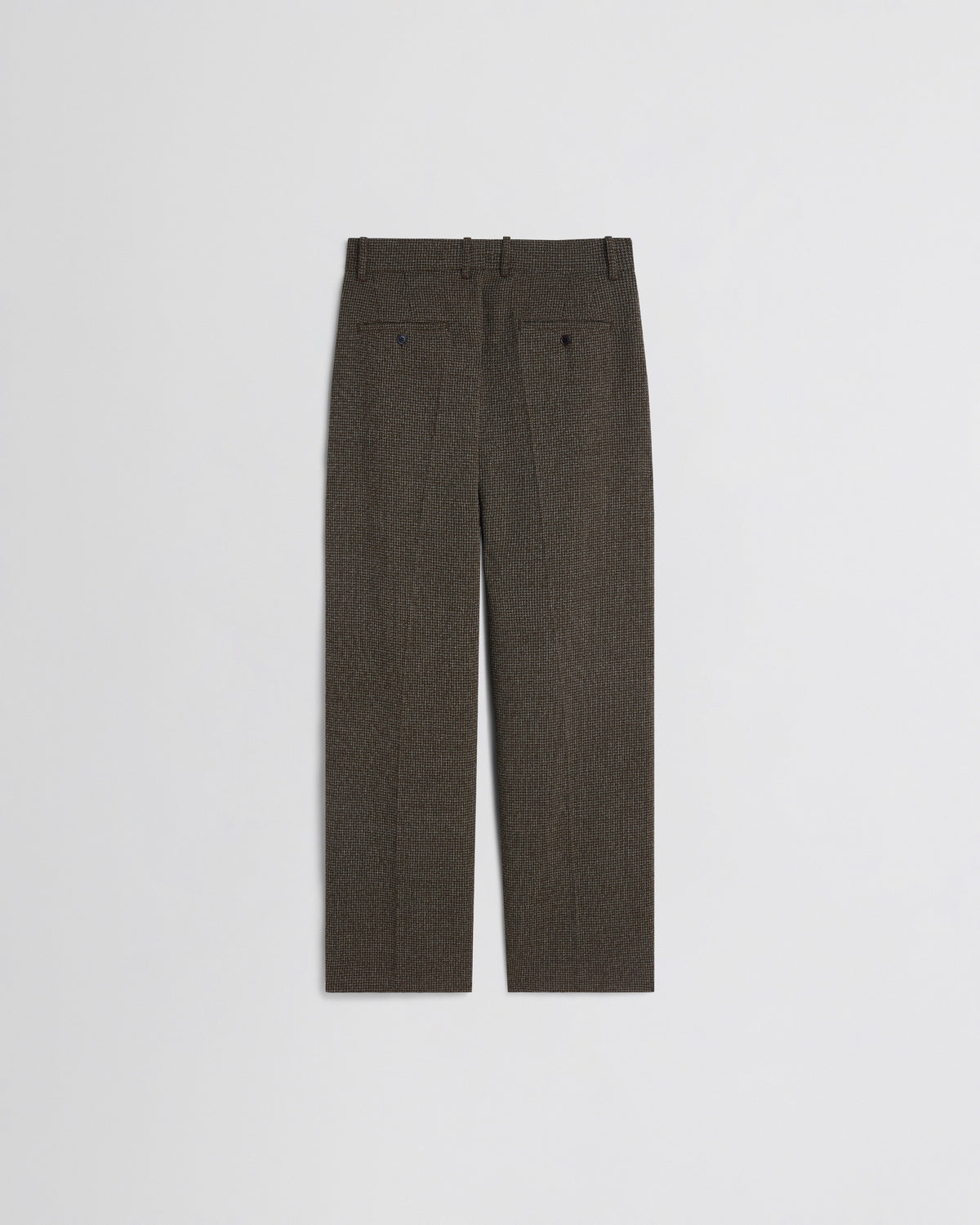 Back view of DROP TROUSERS in khaki/white wool