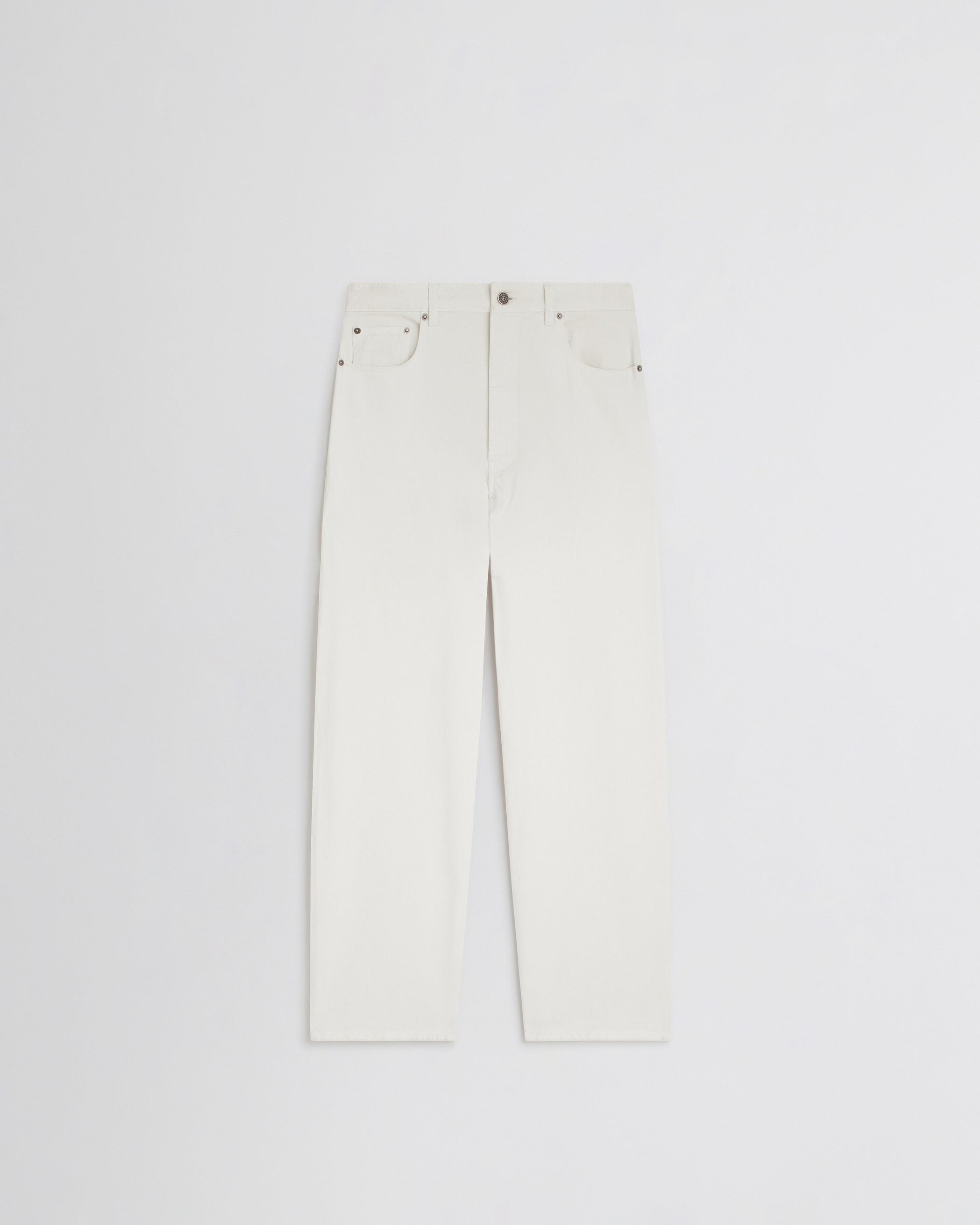 Flat front view of DROP JEANS in chewing gum cotton