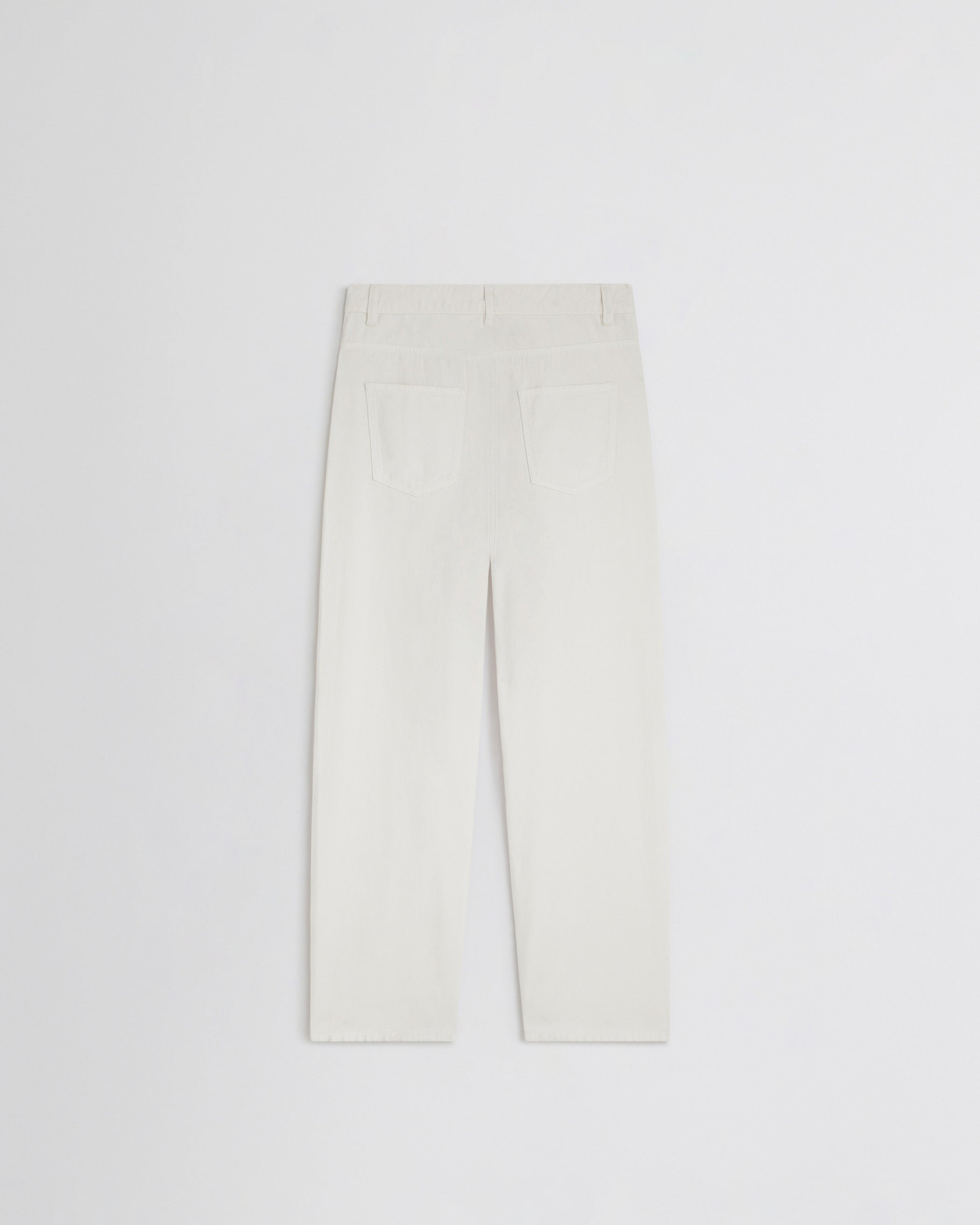 Flat back view of DROP JEANS in chewing gum cotton