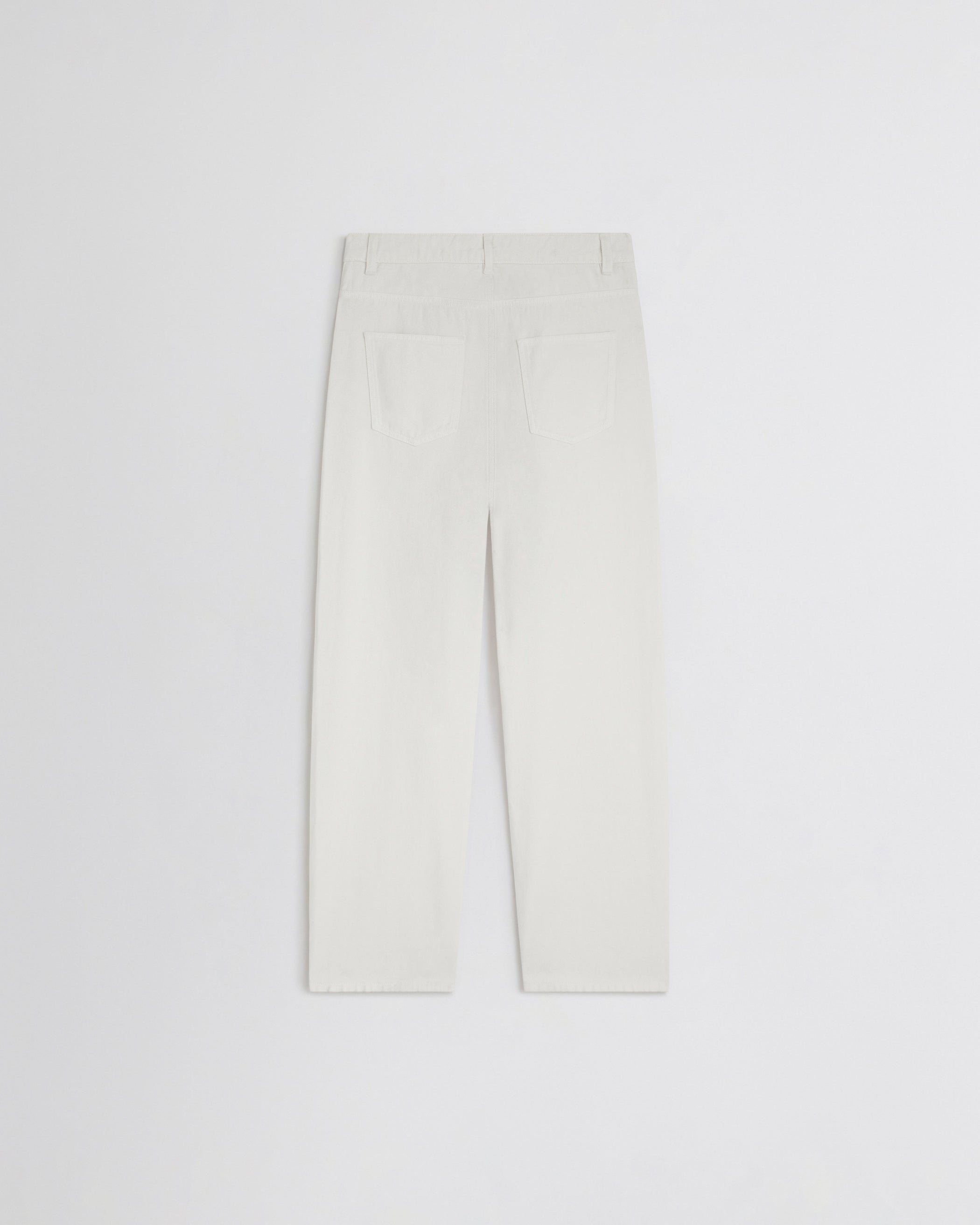Flat back view of DROP JEANS in chewing gum cotton