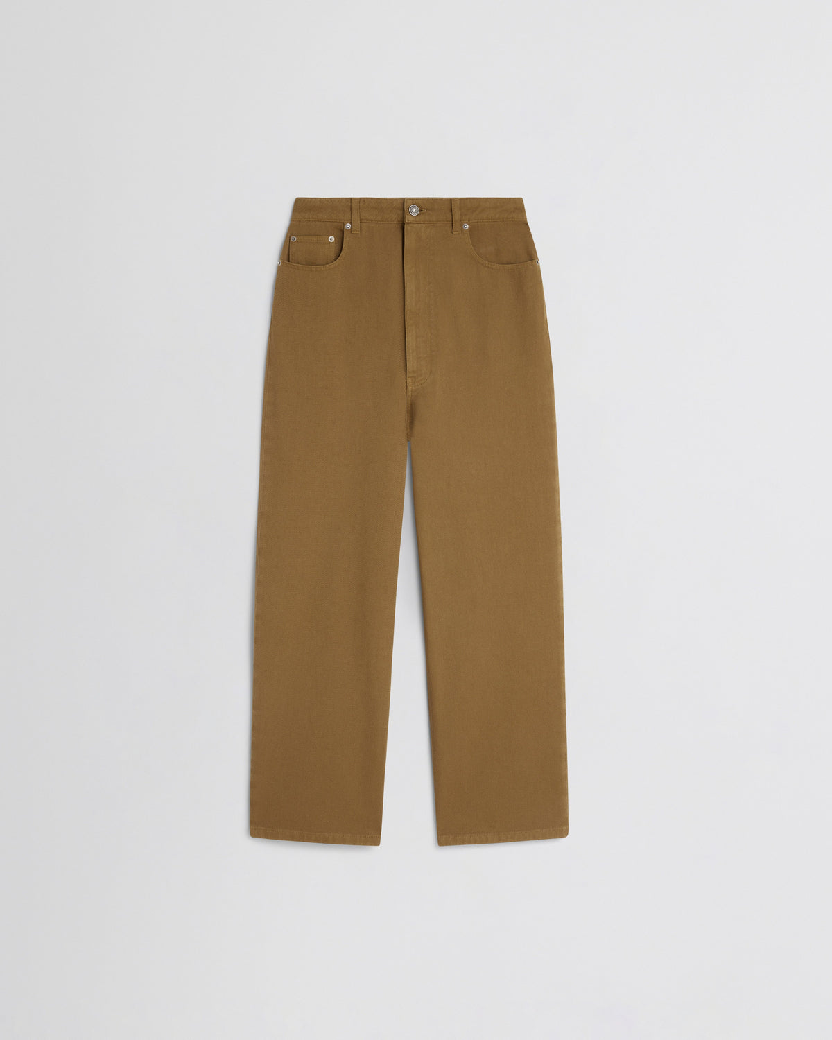 Front view of DROP JEANS in tobacco cotton
