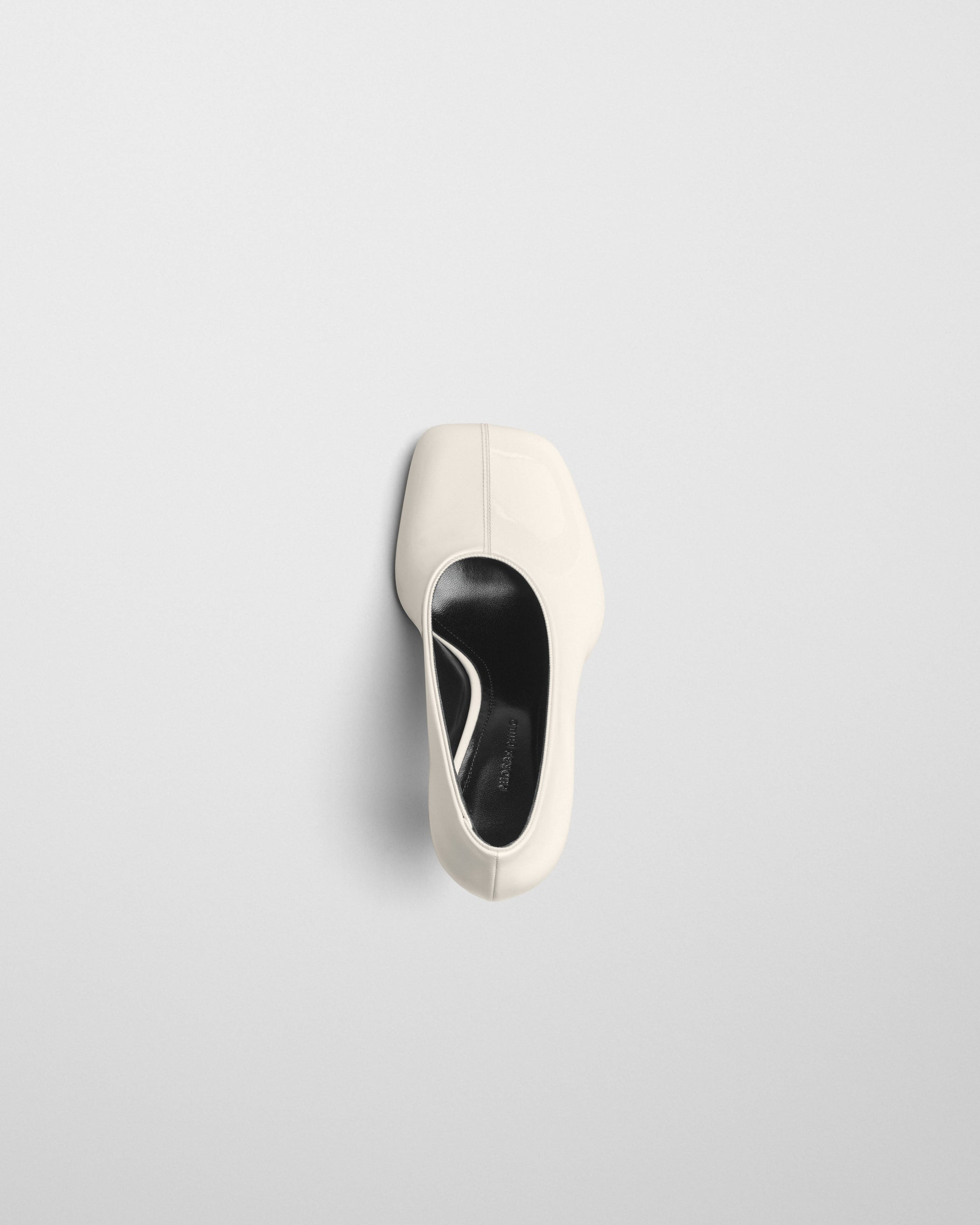 View of SOFT PUMP 90 in white patent leather