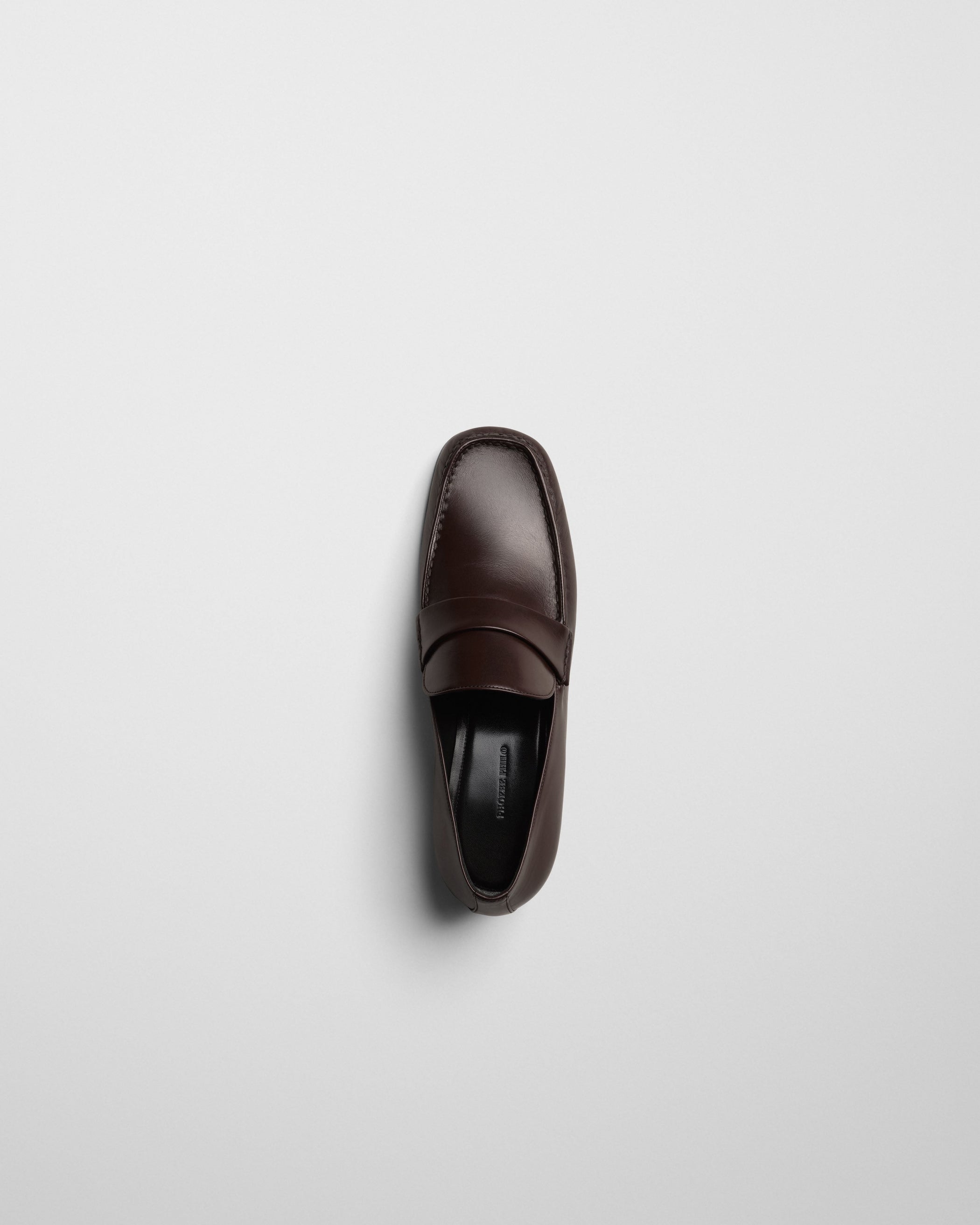 Top view of MAN'S LOAFER in chocolate leather