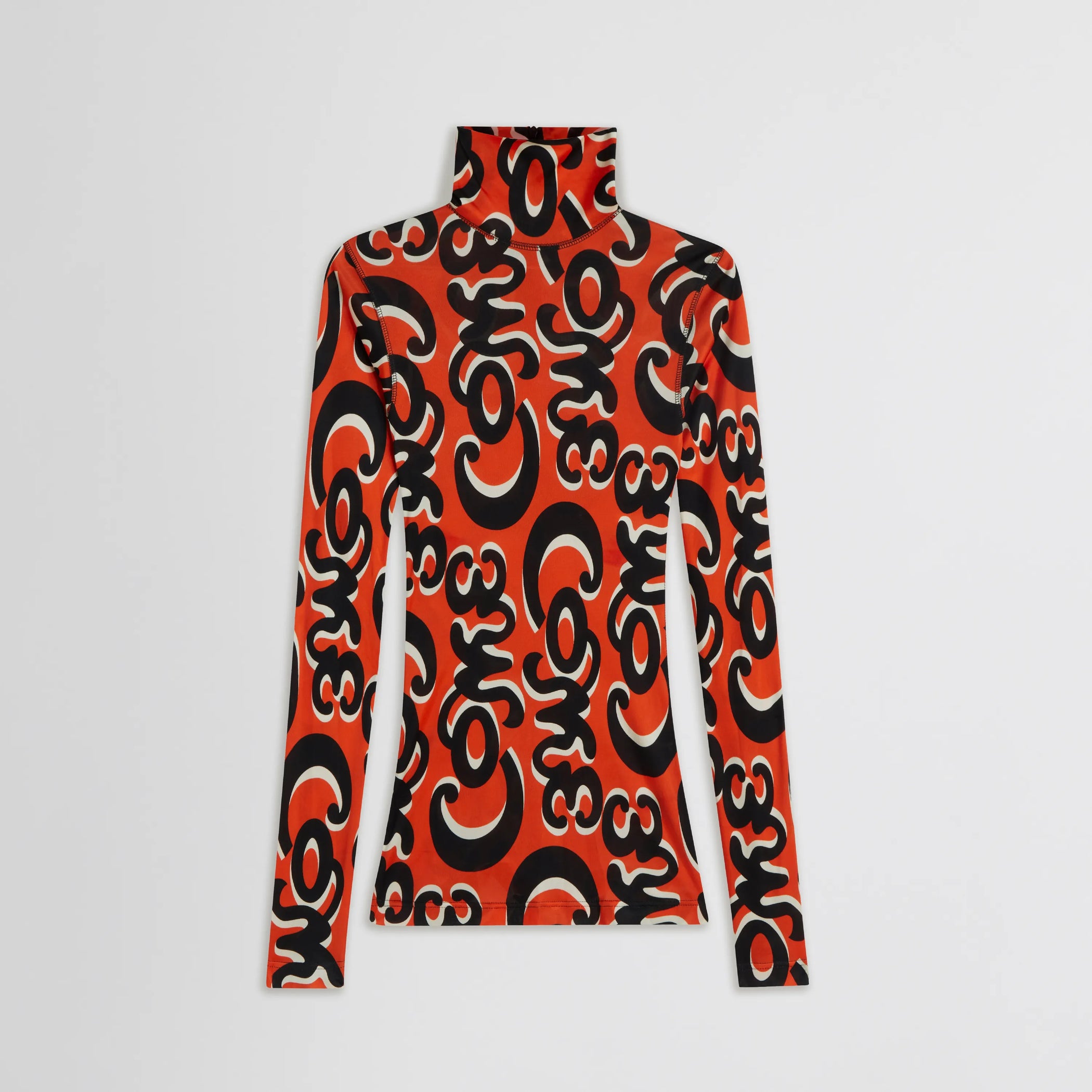 Front flat lay Doodle Top in red/black.  
