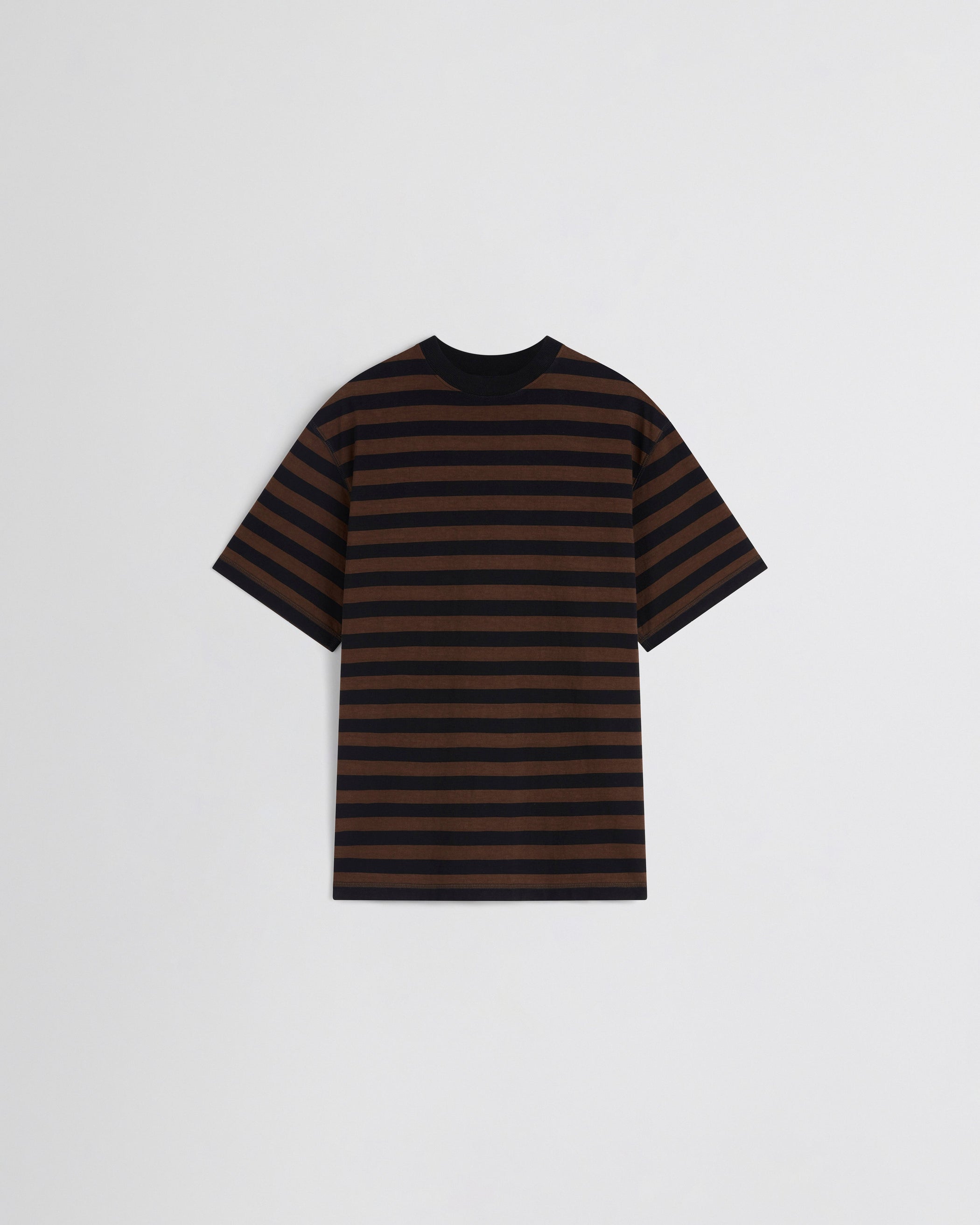 Flat front view of CLASSIC TEE in black/brown cotton