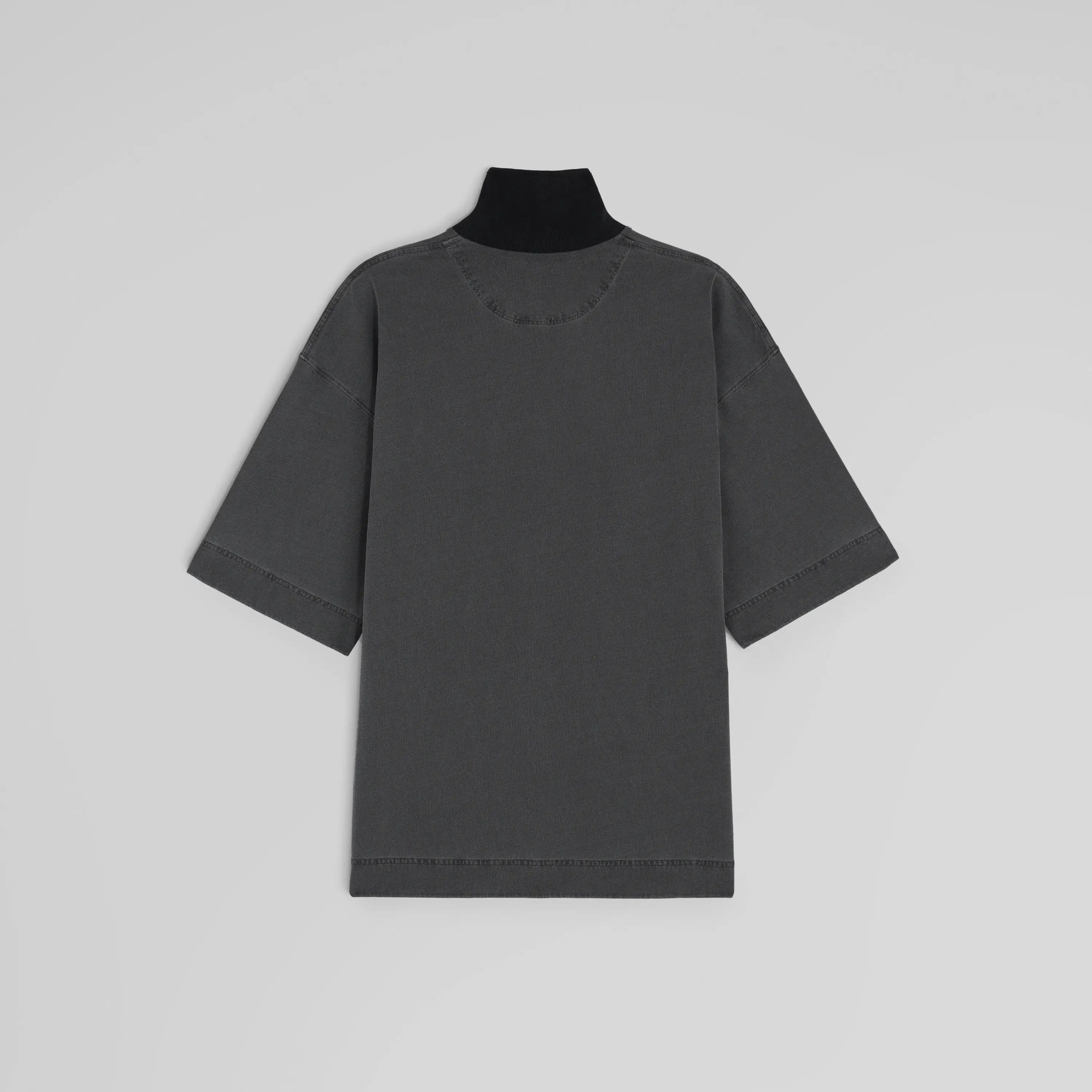PHOEBE PHILO | CUT COLLAR T-SHIRT | WASHED BLACK COTTON PHOEBE PHILO | CUT COLLAR T-SHIRT | WASHED BLACK COTTON