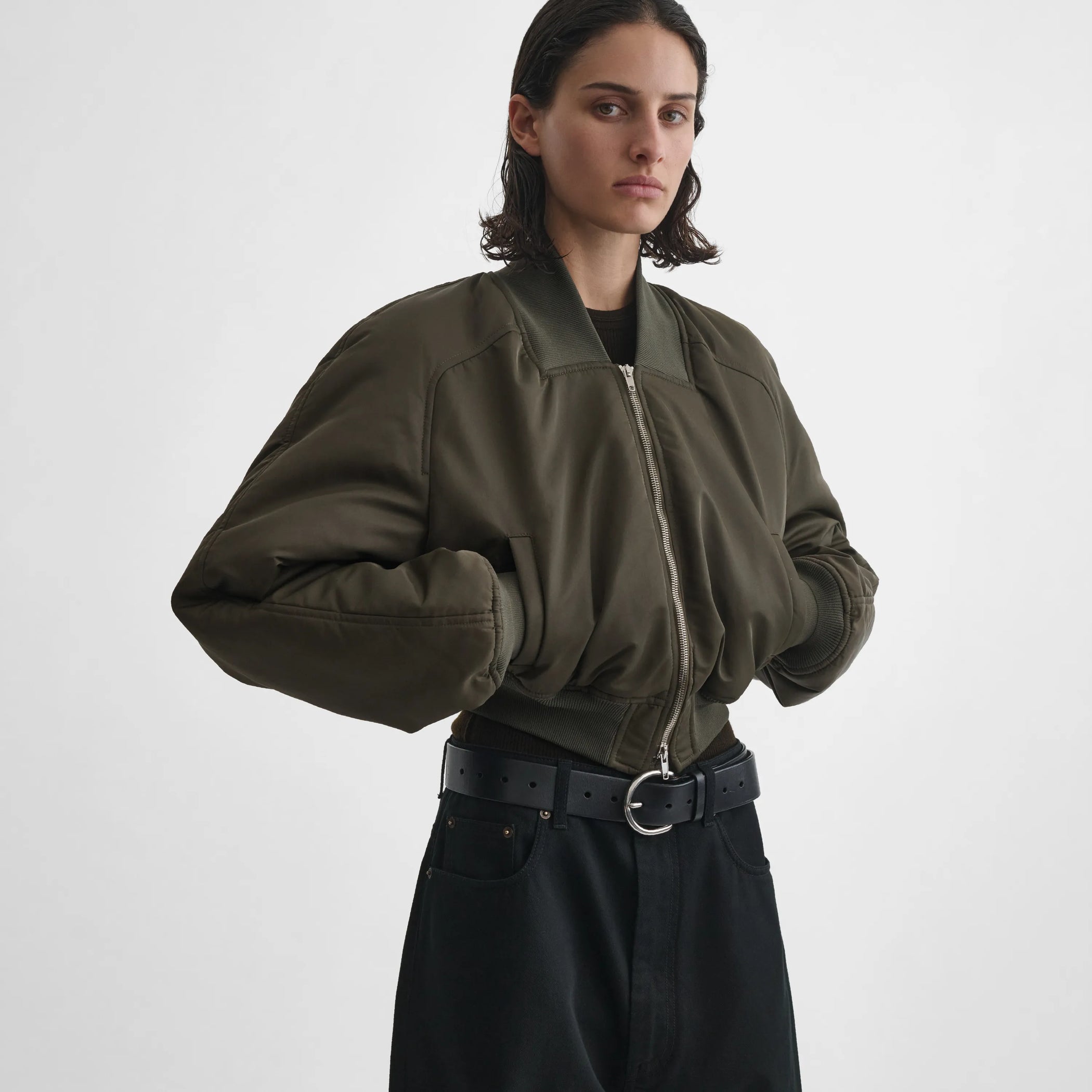 BOMBER JACKET | dark olive nylon