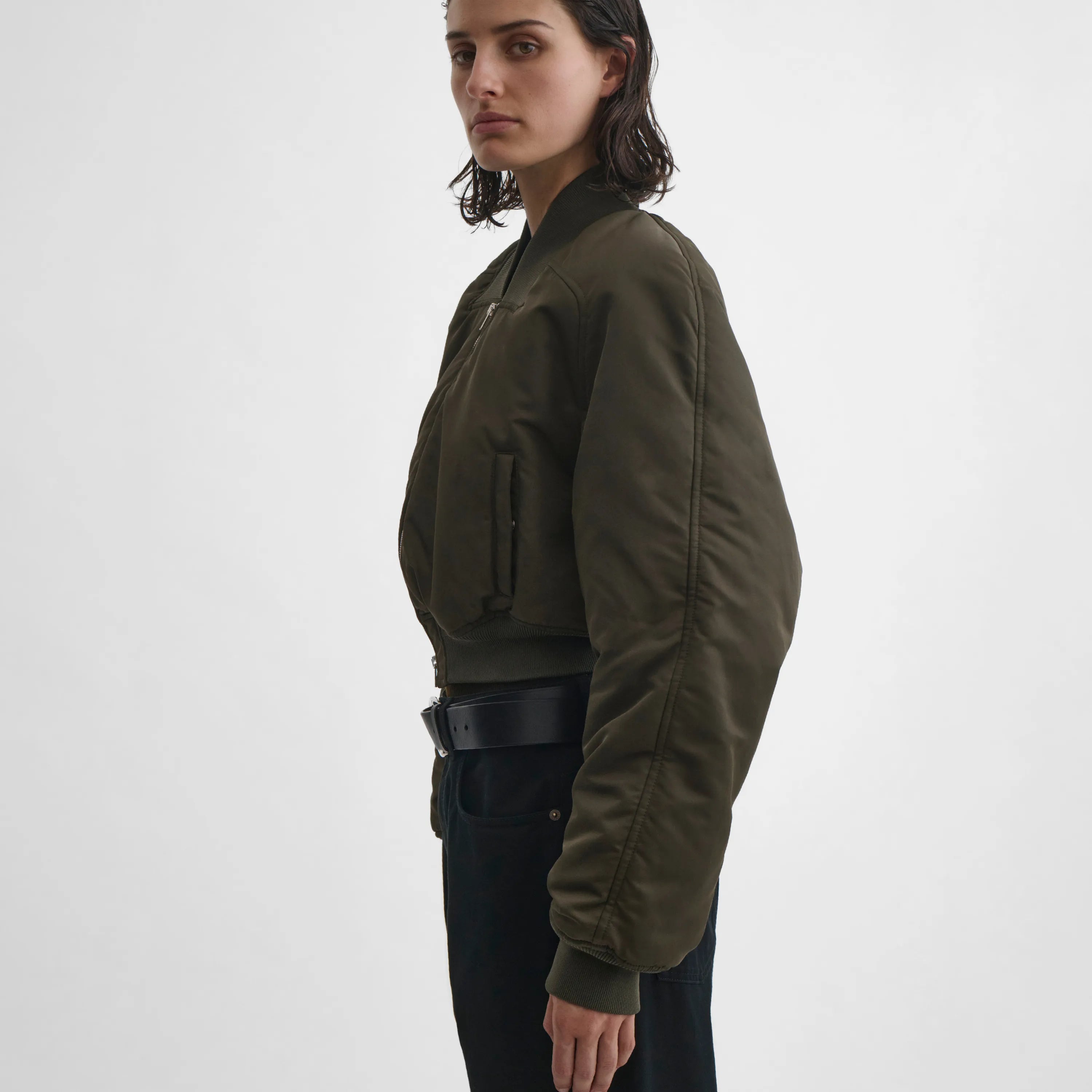 【PHOEBE PHILO】Milanese テーラードジャケット ブラック PHOEBE PHILO | BOMBER JACKET | DARK OLIVE NYLON