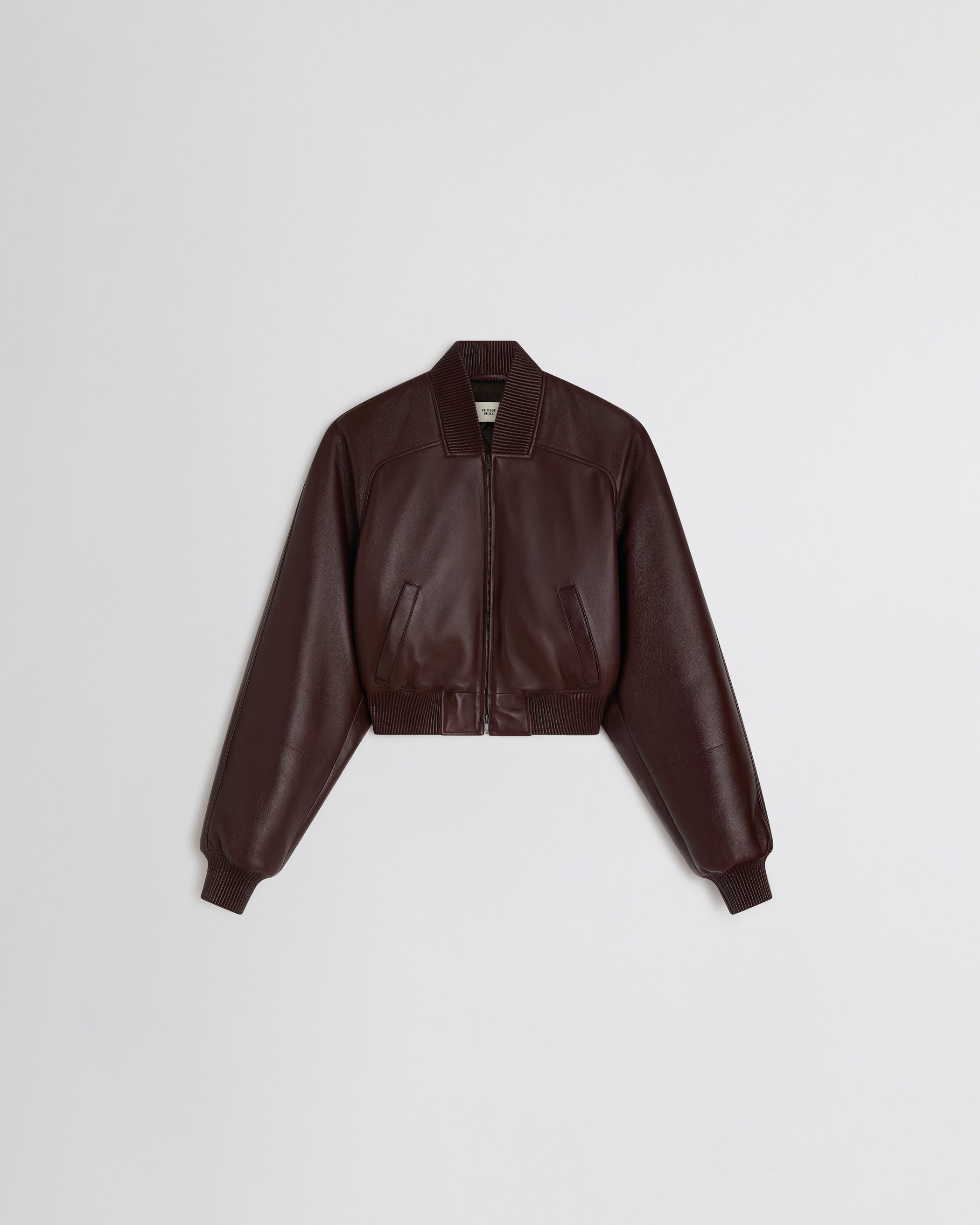 View of SHRUNK BOMBER in merlot leather